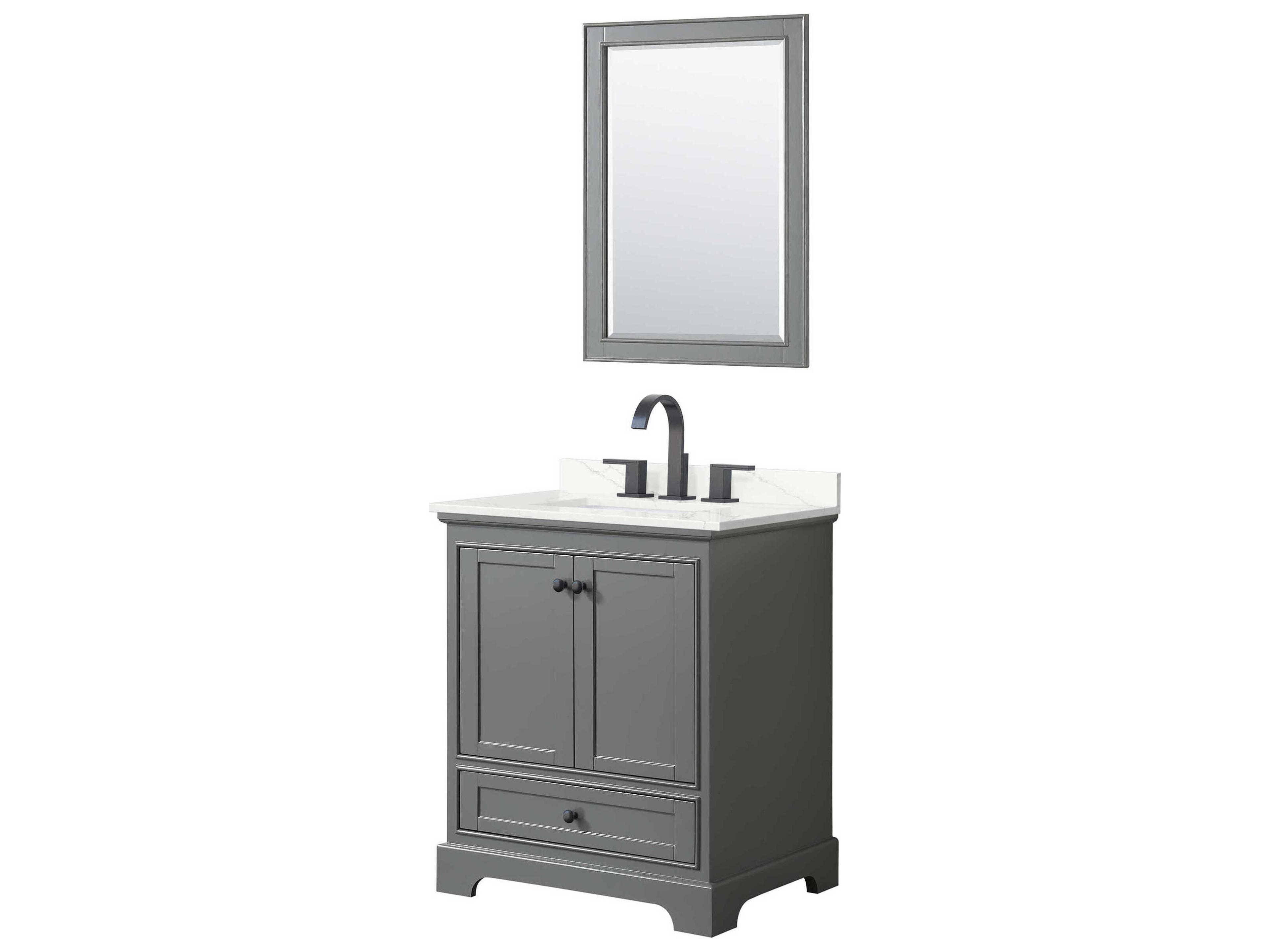 Wyndham Collection Deborah 30" Dark Gray Vanity with 24" Mirror