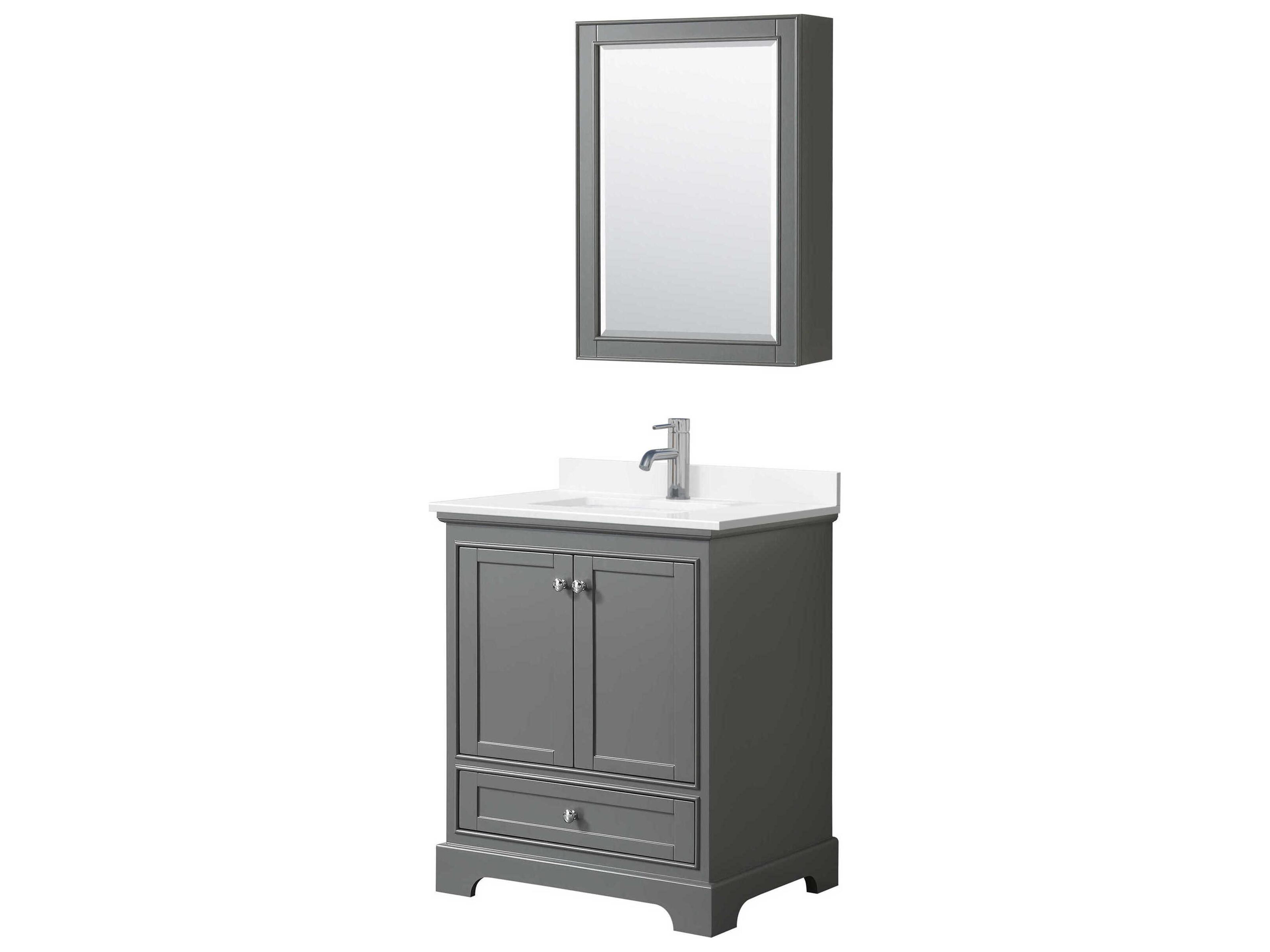 Wyndham Collection Deborah 30" Dark Gray Vanity with Medicine Cabinet
