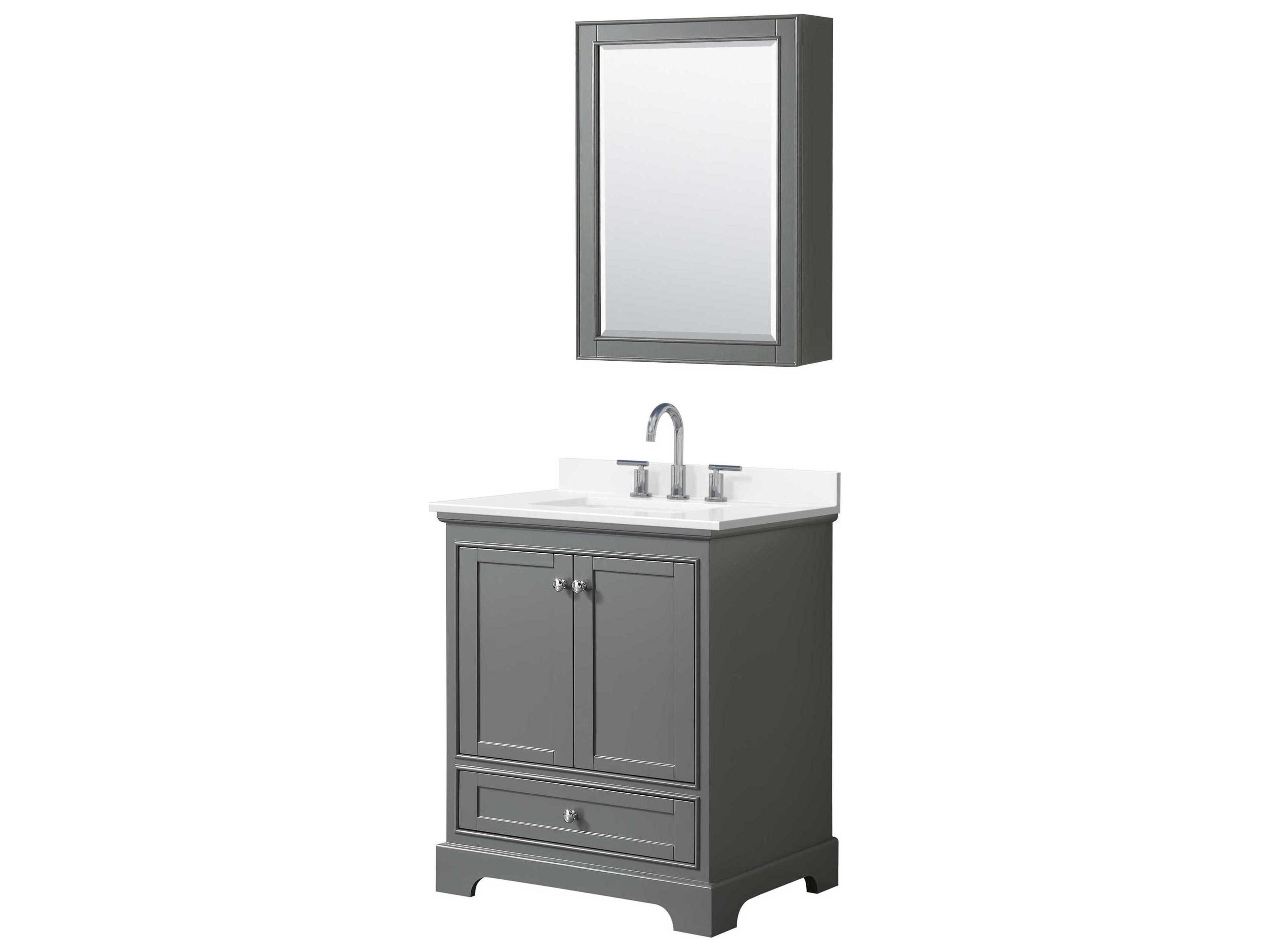 Wyndham Collection Deborah 30" Dark Gray Vanity with Medicine Cabinet