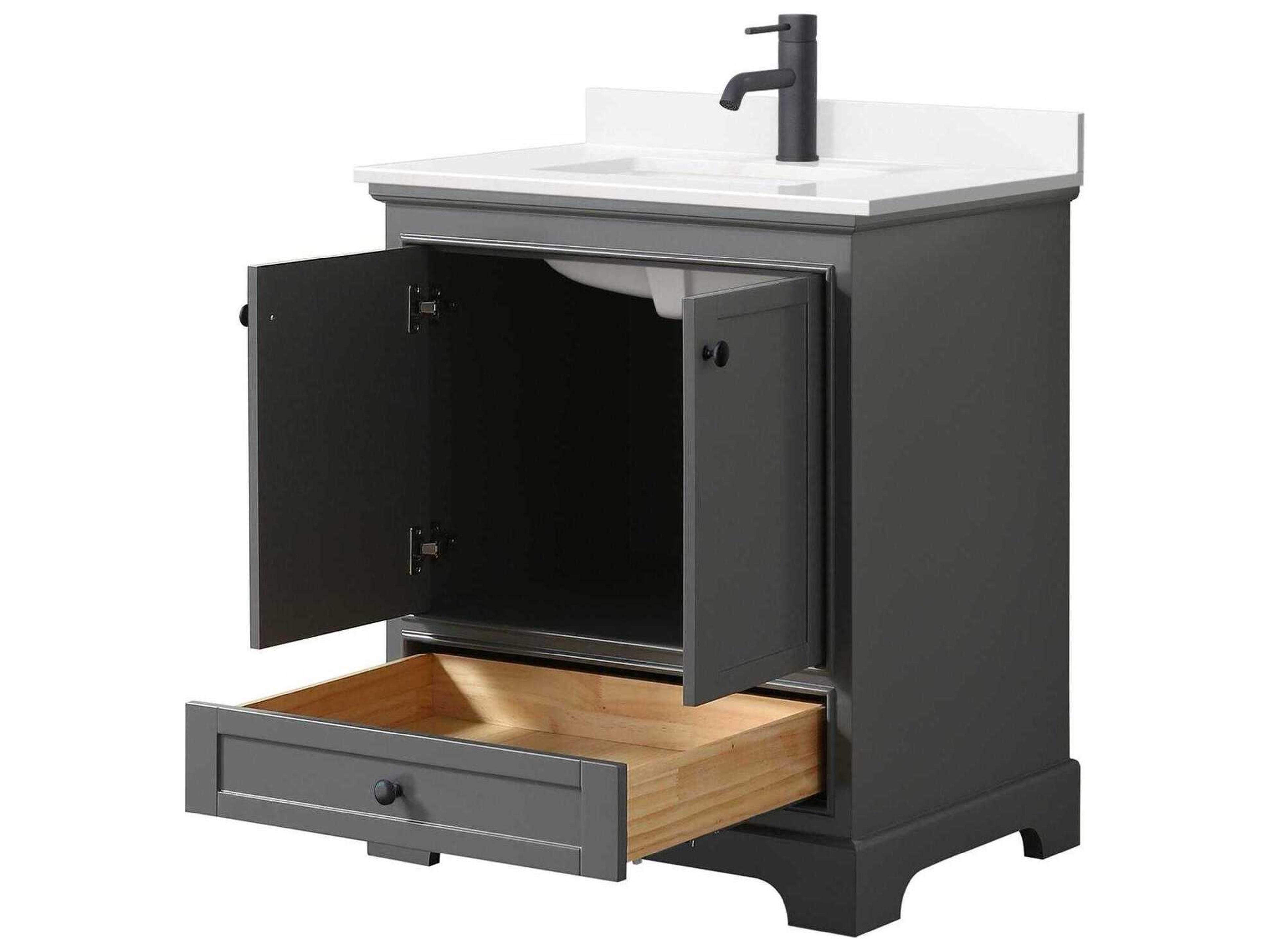 Wyndham Collection Deborah 30" Dark Gray Vanity