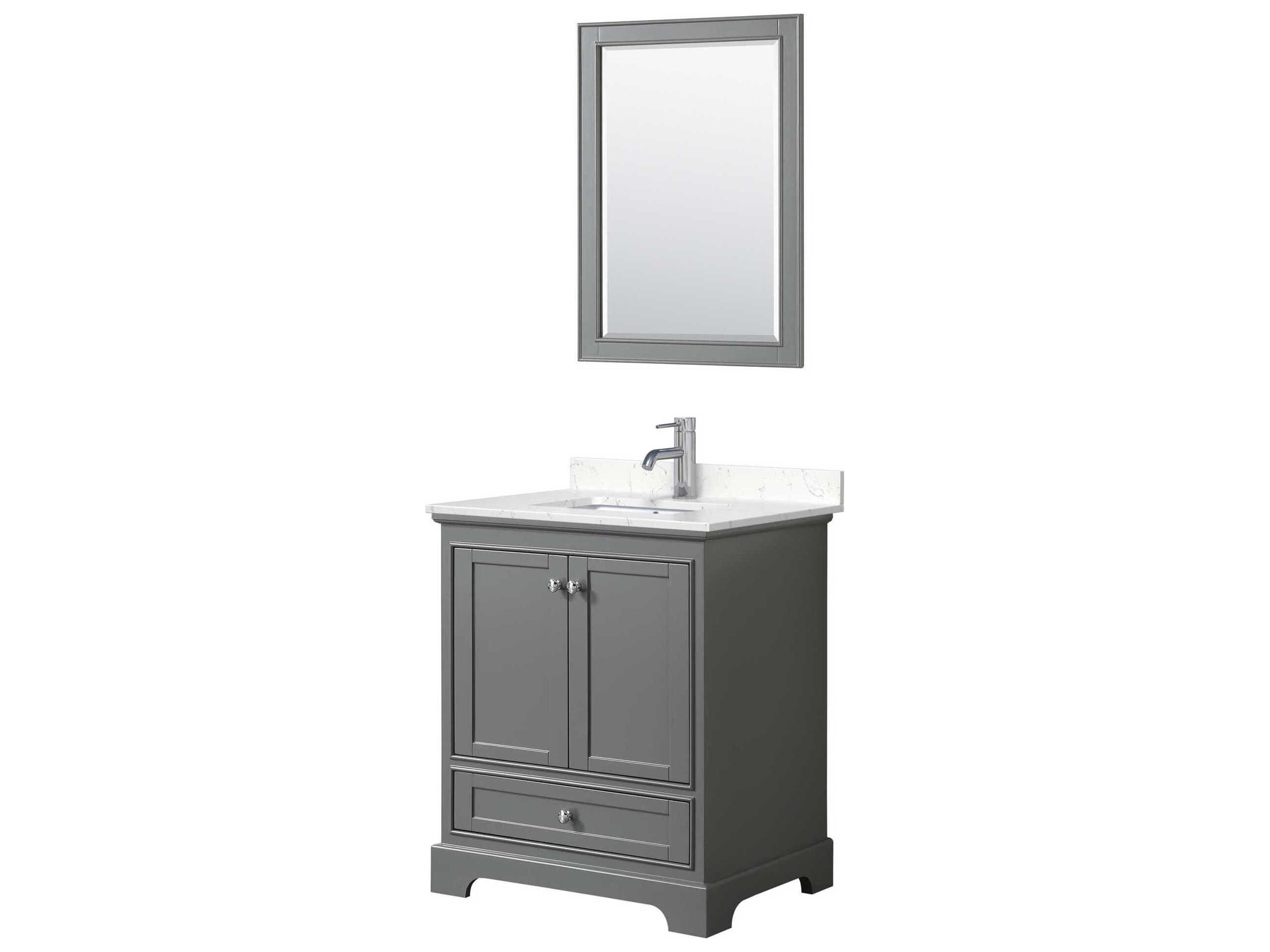 Wyndham Collection Deborah 30" Dark Gray Vanity with 24" Mirror