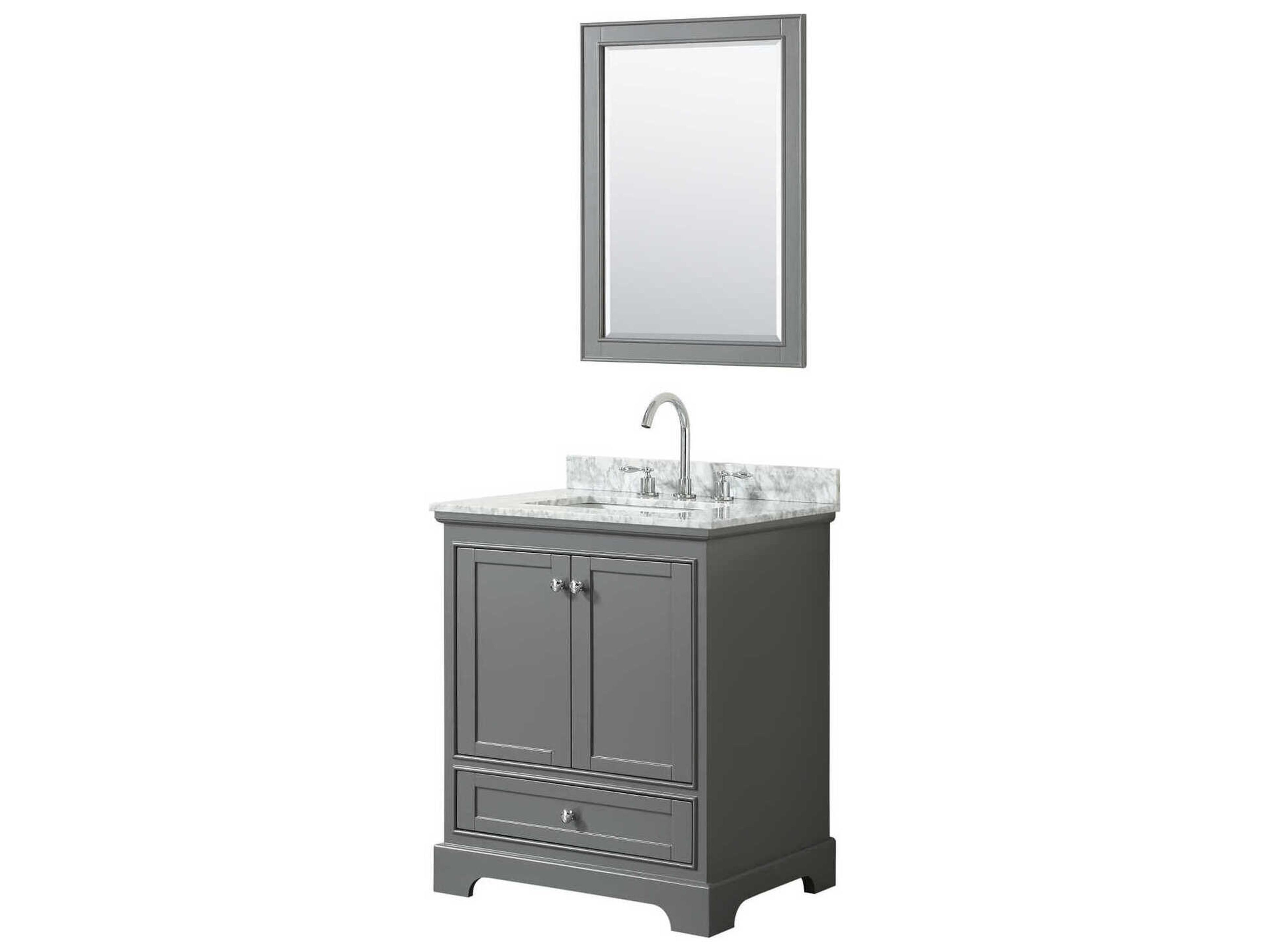 Wyndham Collection Deborah 30" Dark Gray Vanity with 24" Mirror