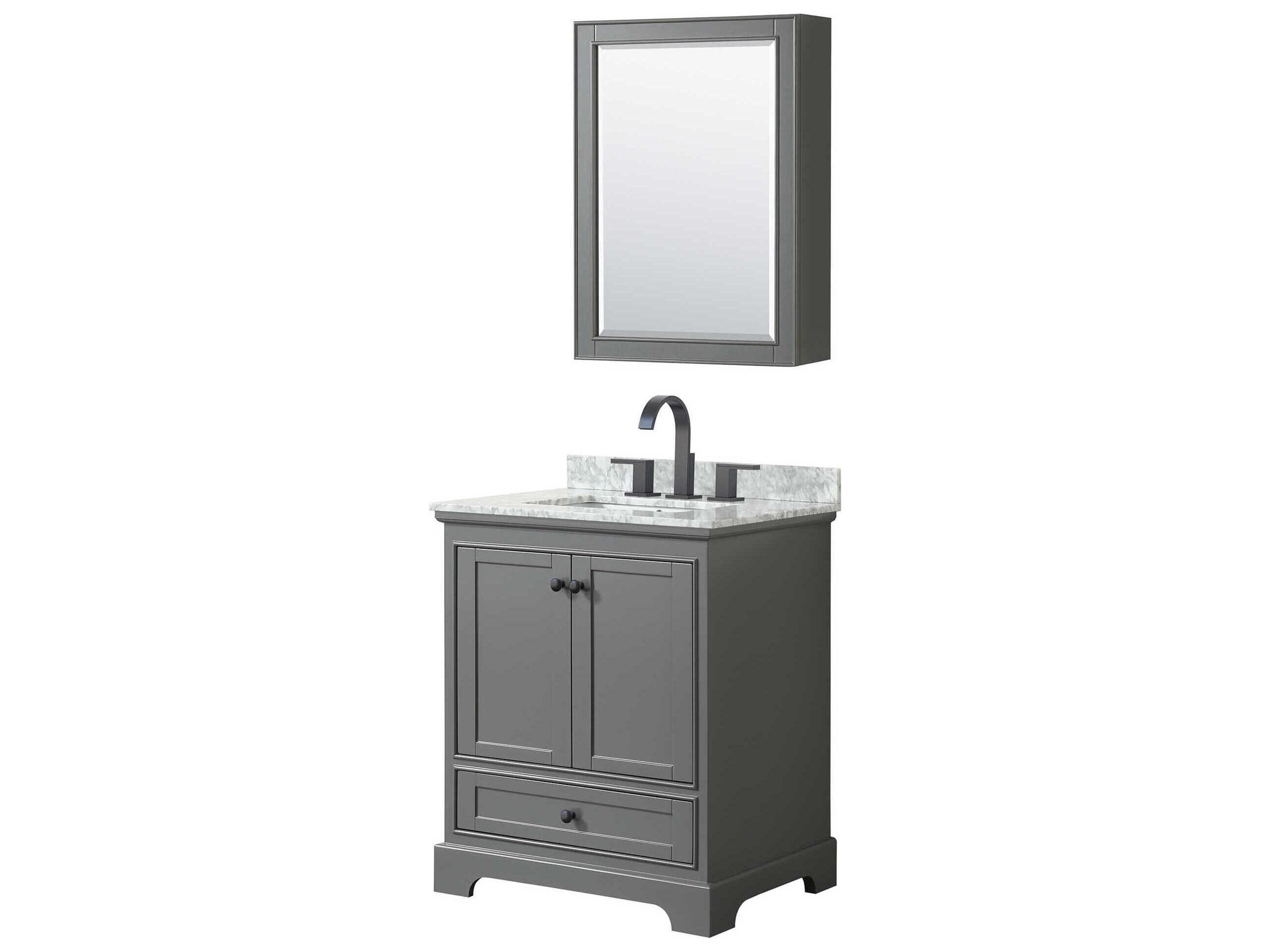 Wyndham Collection Deborah 30" Dark Gray Vanity with Medicine Cabinet