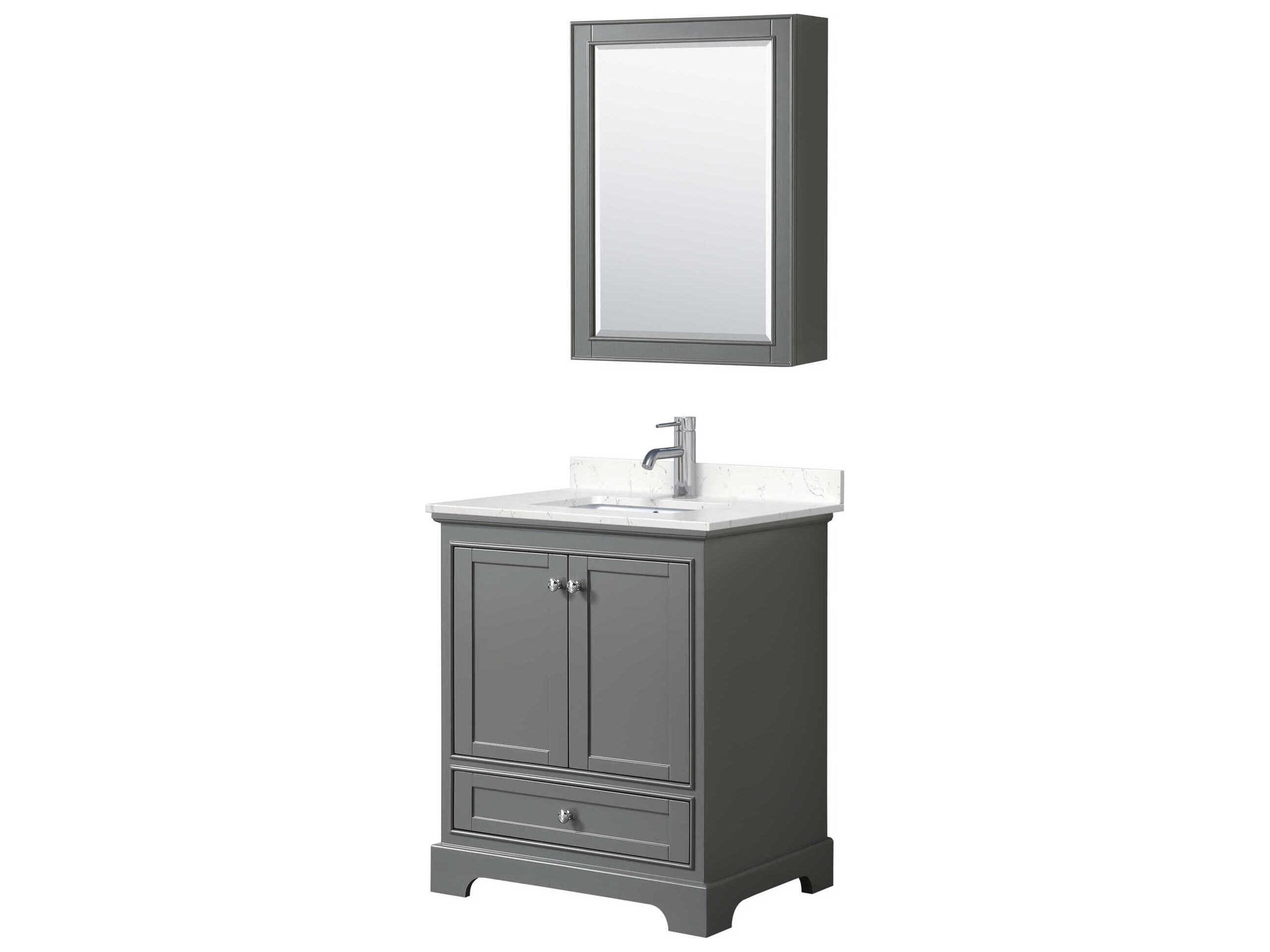 Wyndham Collection Deborah 30" Dark Gray Vanity with Medicine Cabinet