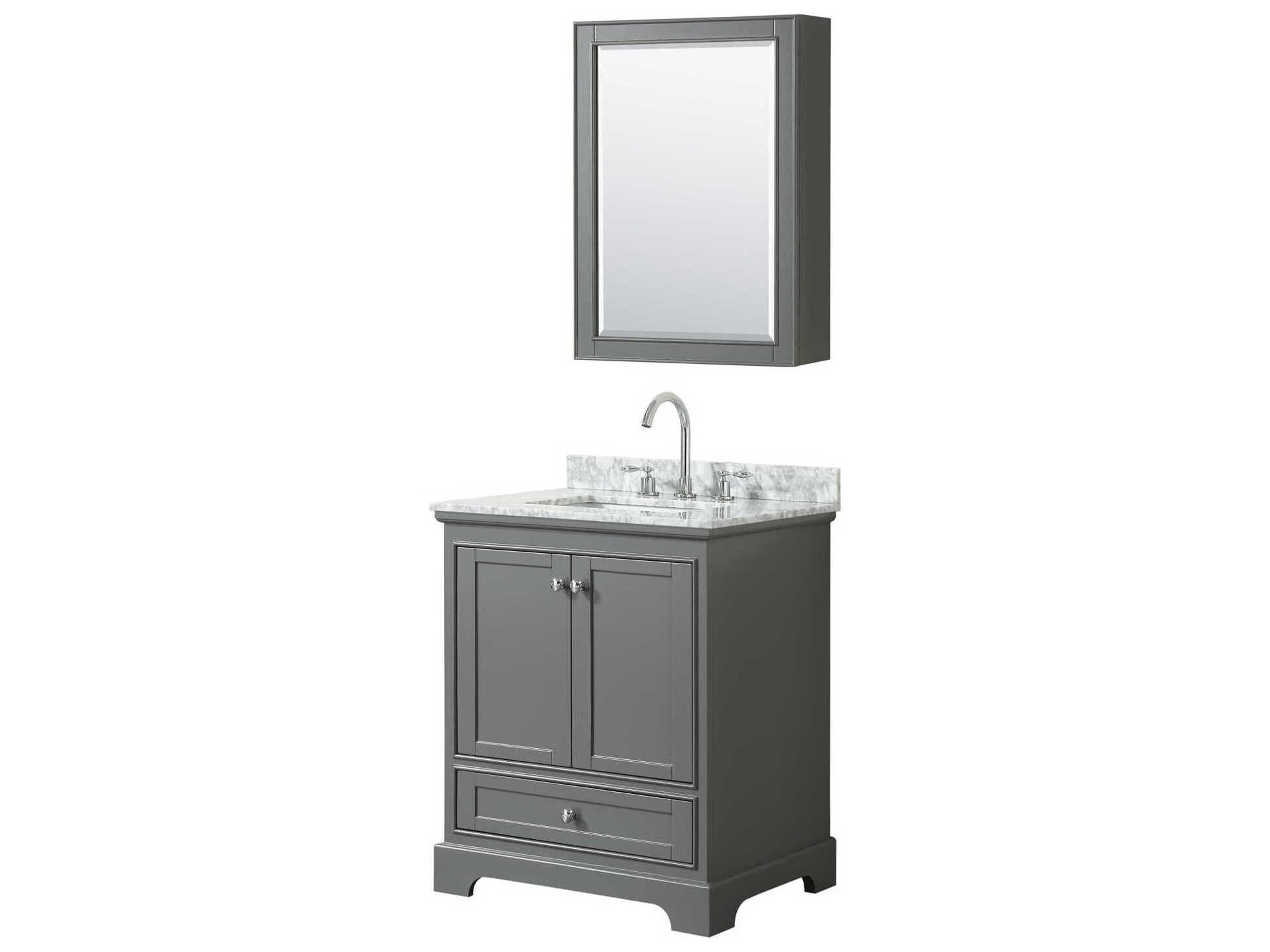 Wyndham Collection Deborah 30" Dark Gray Vanity with Medicine Cabinet