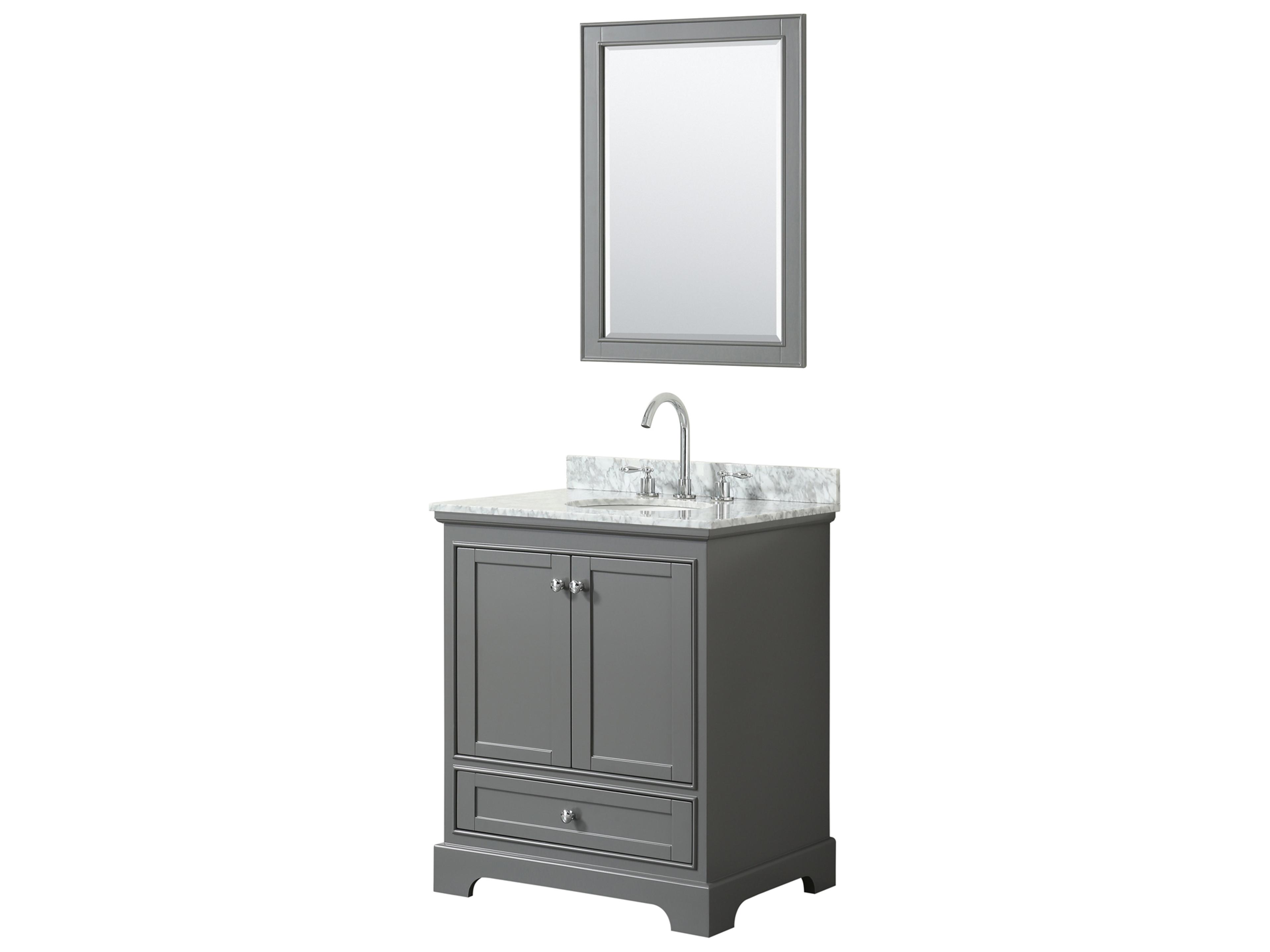 Wyndham Collection Deborah 30" Dark Gray Vanity with 24" Mirror