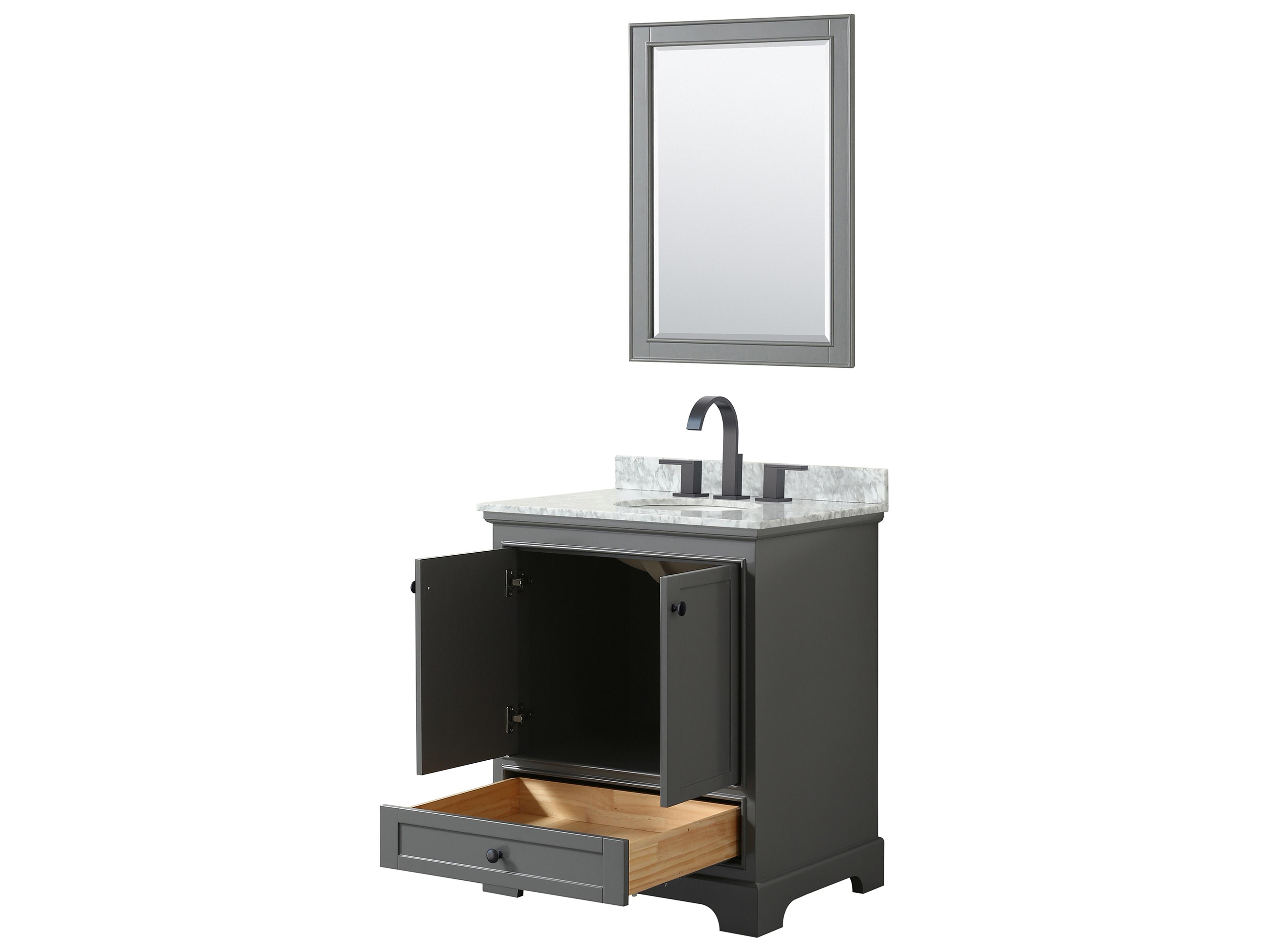 Wyndham Collection Deborah 30" Dark Gray Vanity with 24" Mirror
