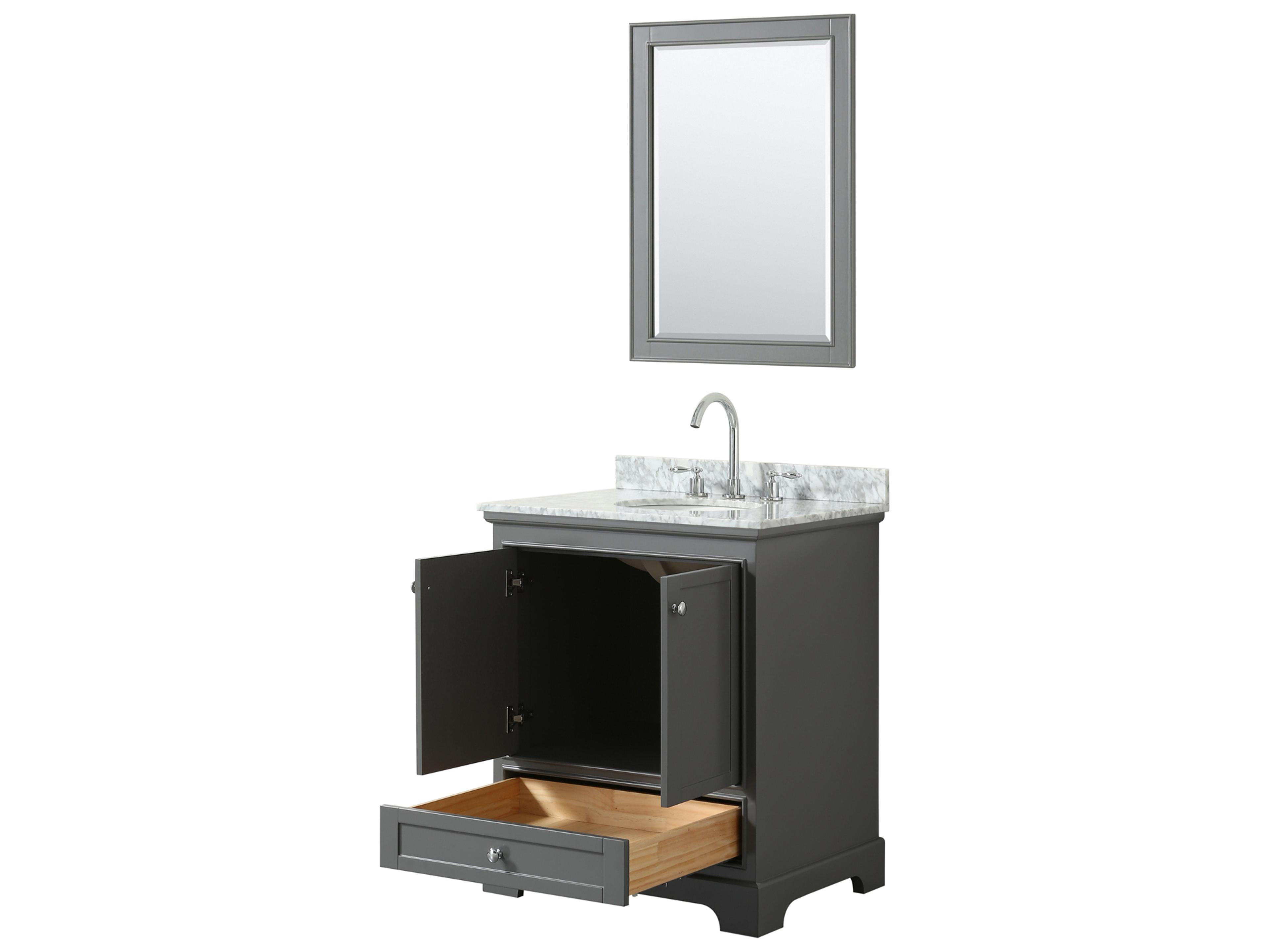 Wyndham Collection Deborah 30" Dark Gray Vanity with 24" Mirror