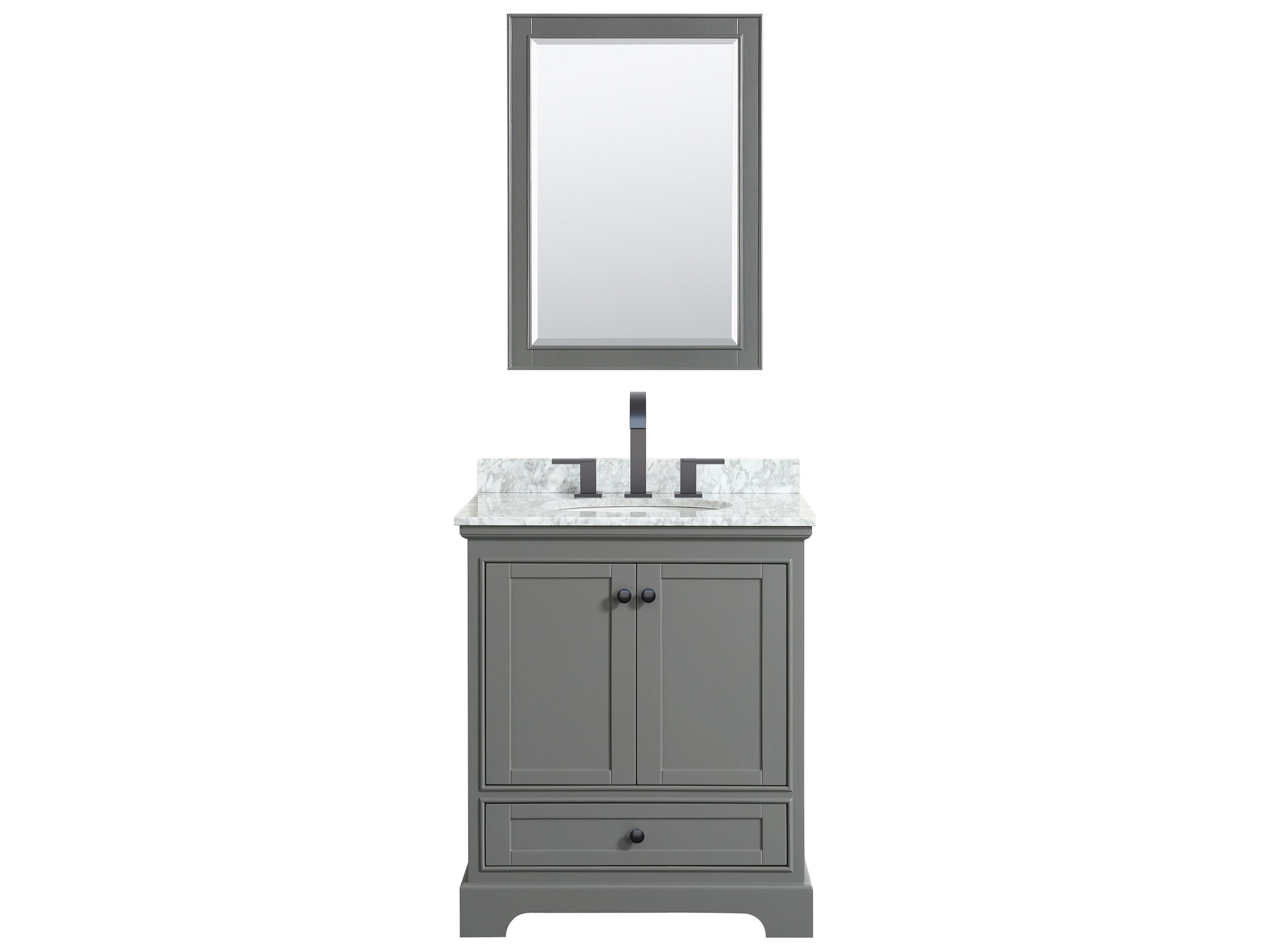 Wyndham Collection Deborah 30" Dark Gray Vanity with 24" Mirror
