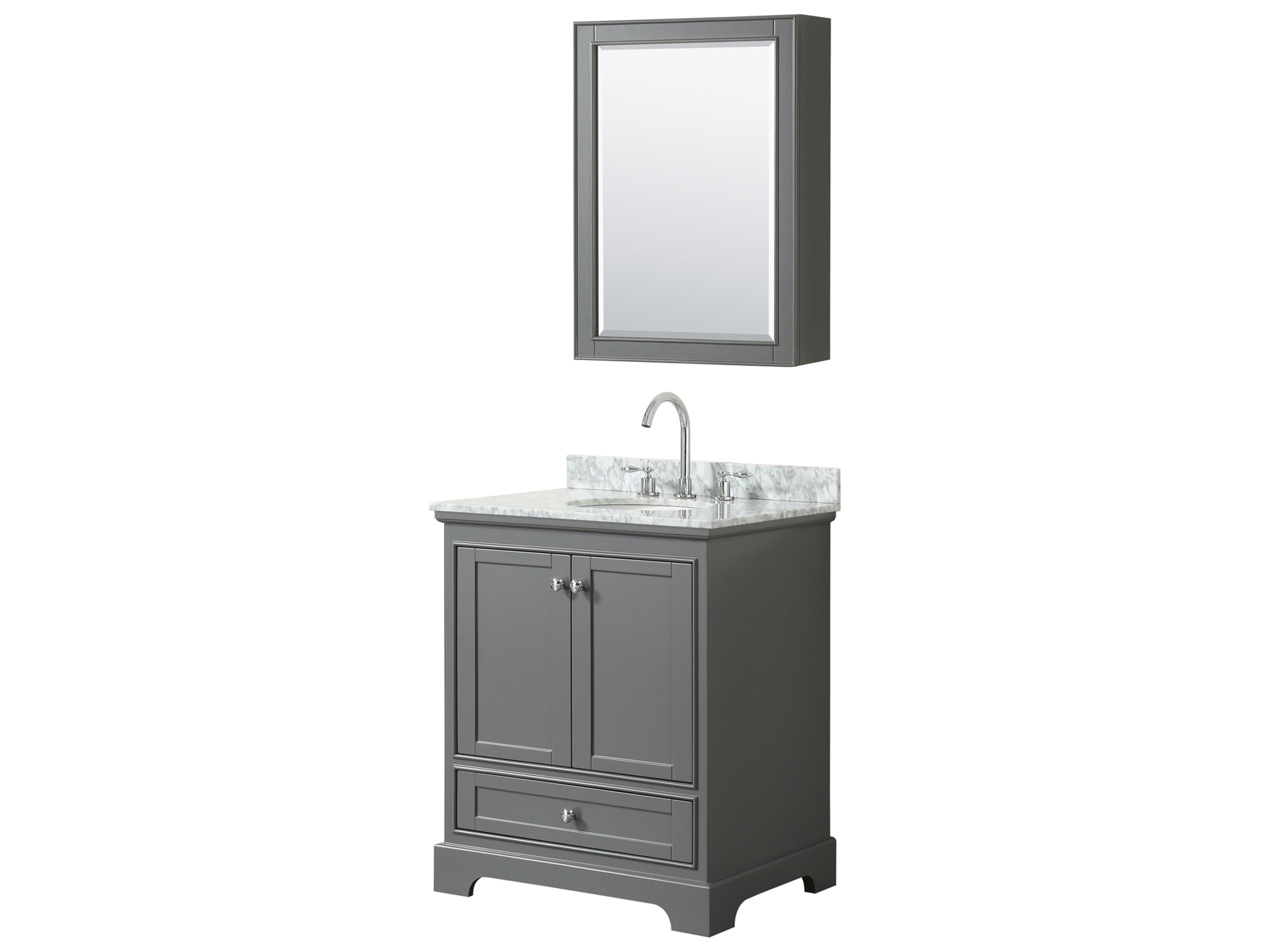 Wyndham Collection Deborah 30" Dark Gray Vanity with Medicine Cabinet