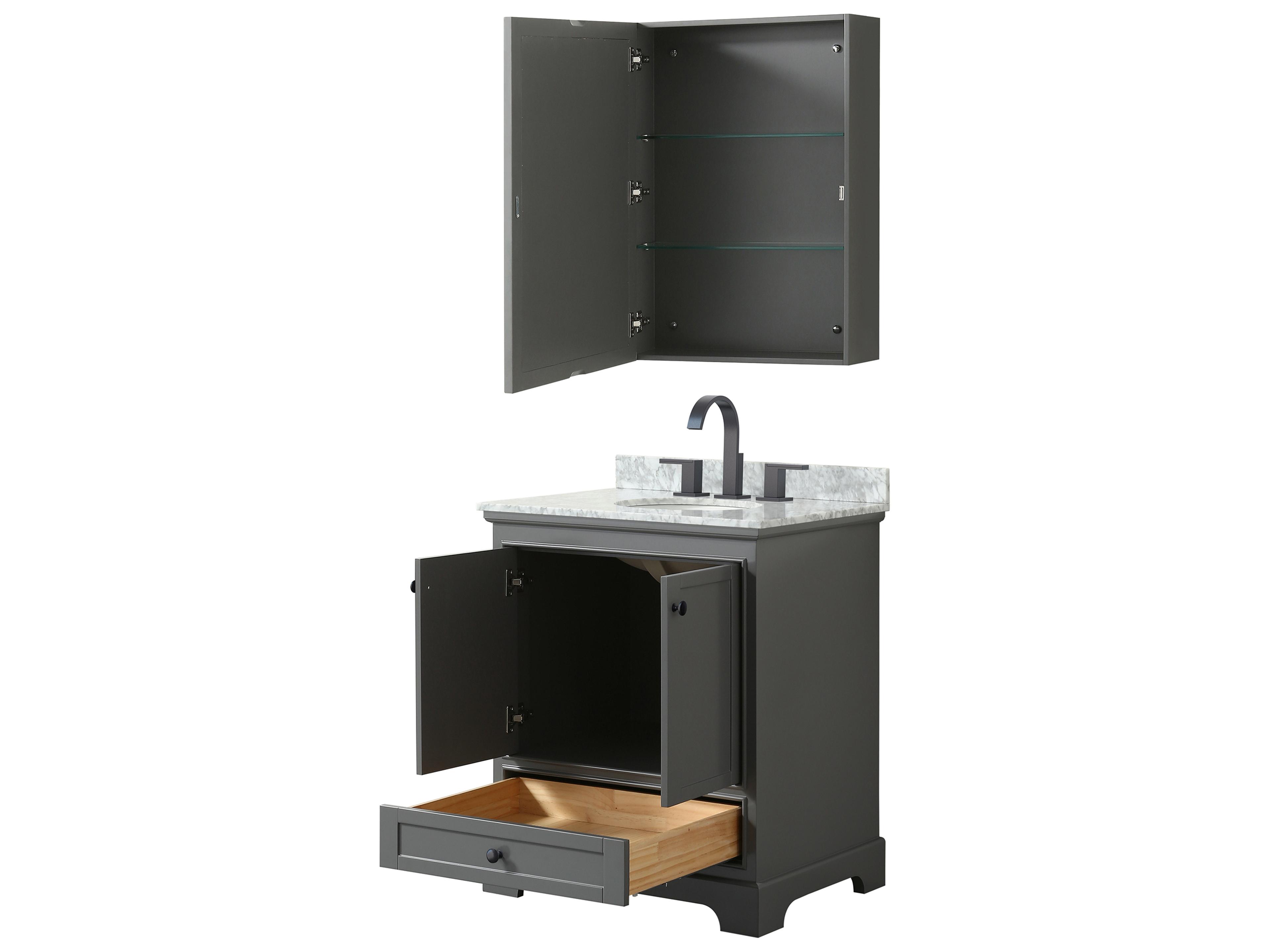 Wyndham Collection Deborah 30" Dark Gray Vanity with Medicine Cabinet