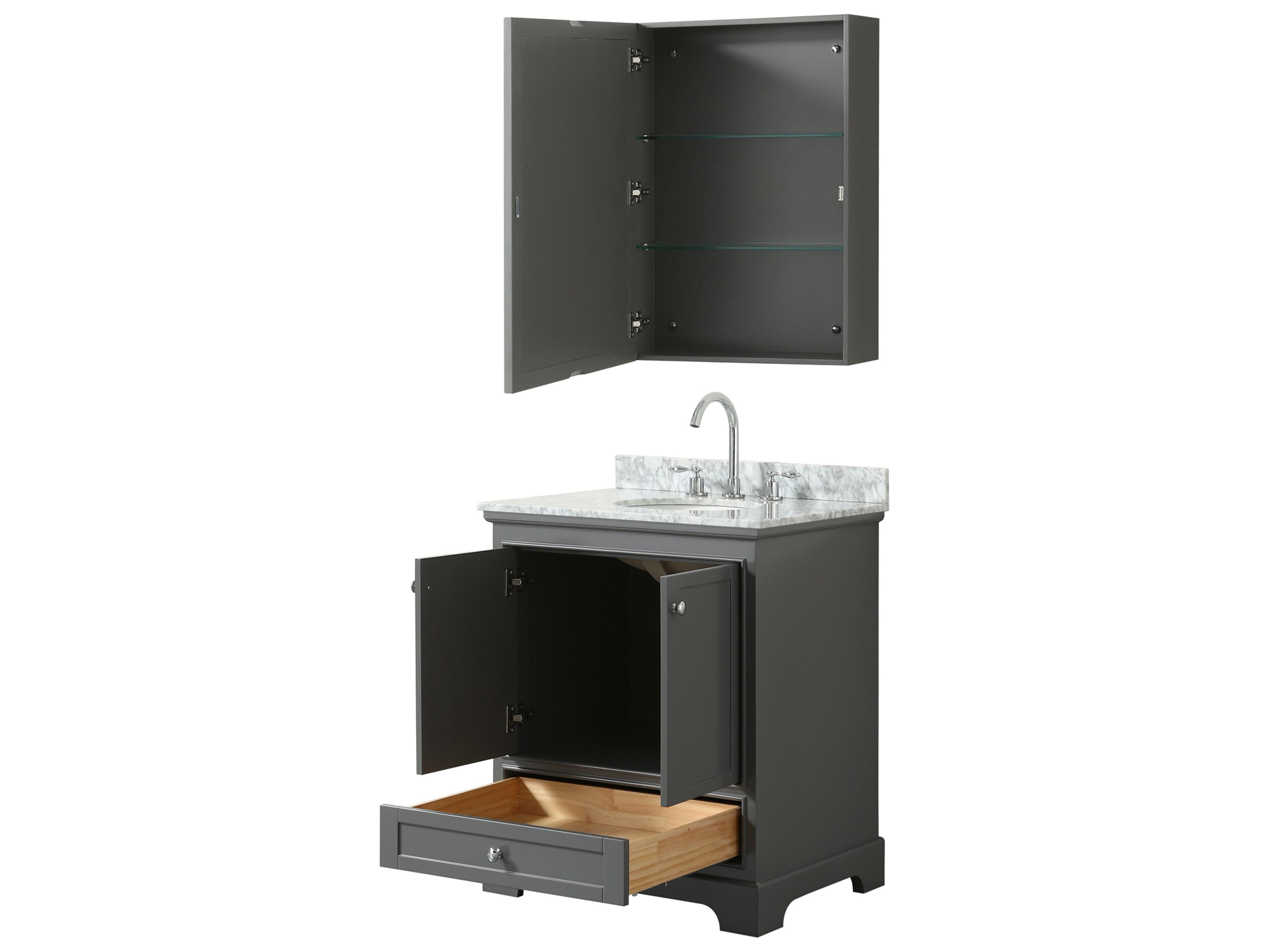 Wyndham Collection Deborah 30" Dark Gray Vanity with Medicine Cabinet