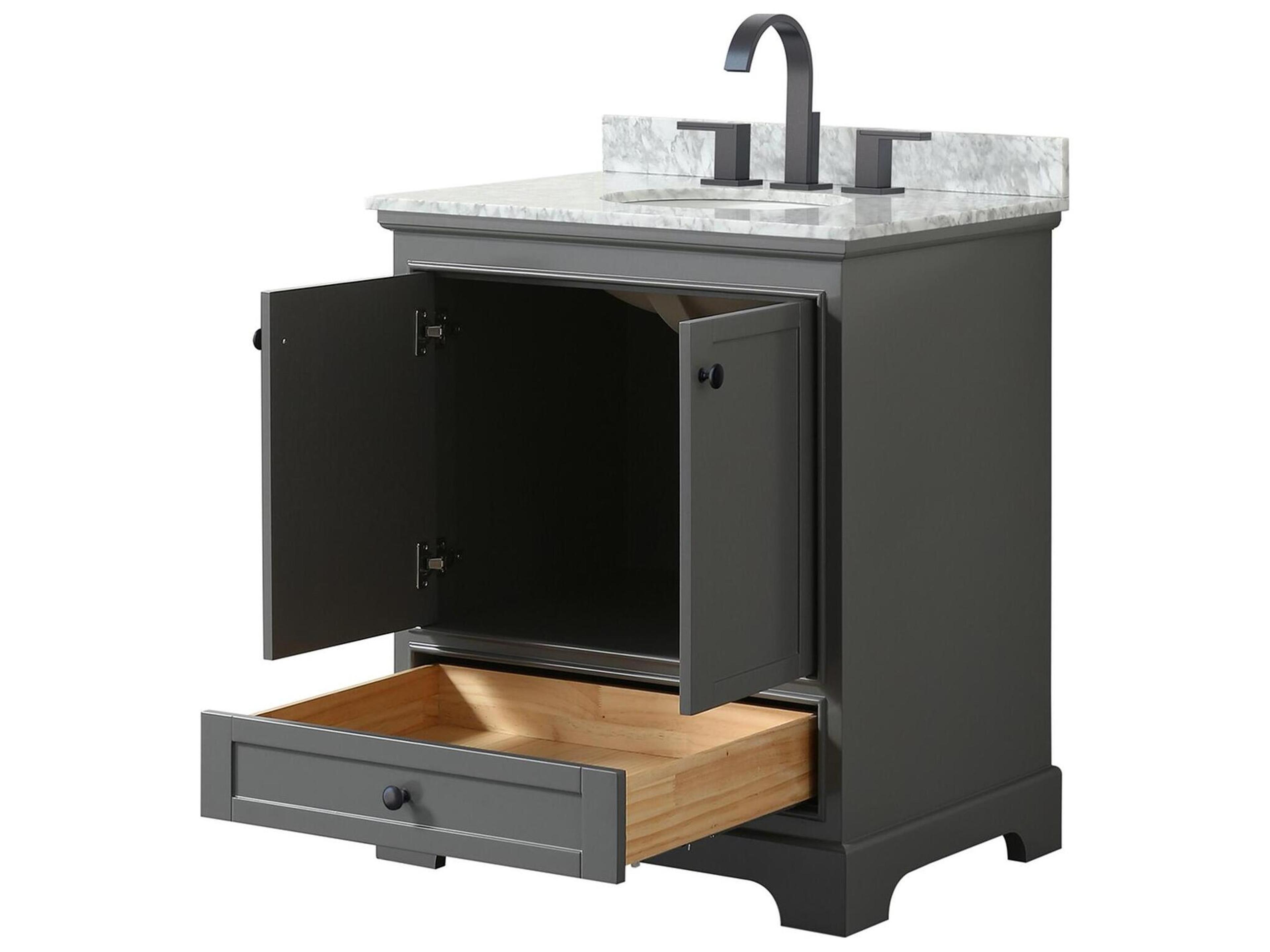 Wyndham Collection Deborah 30" Dark Gray Vanity