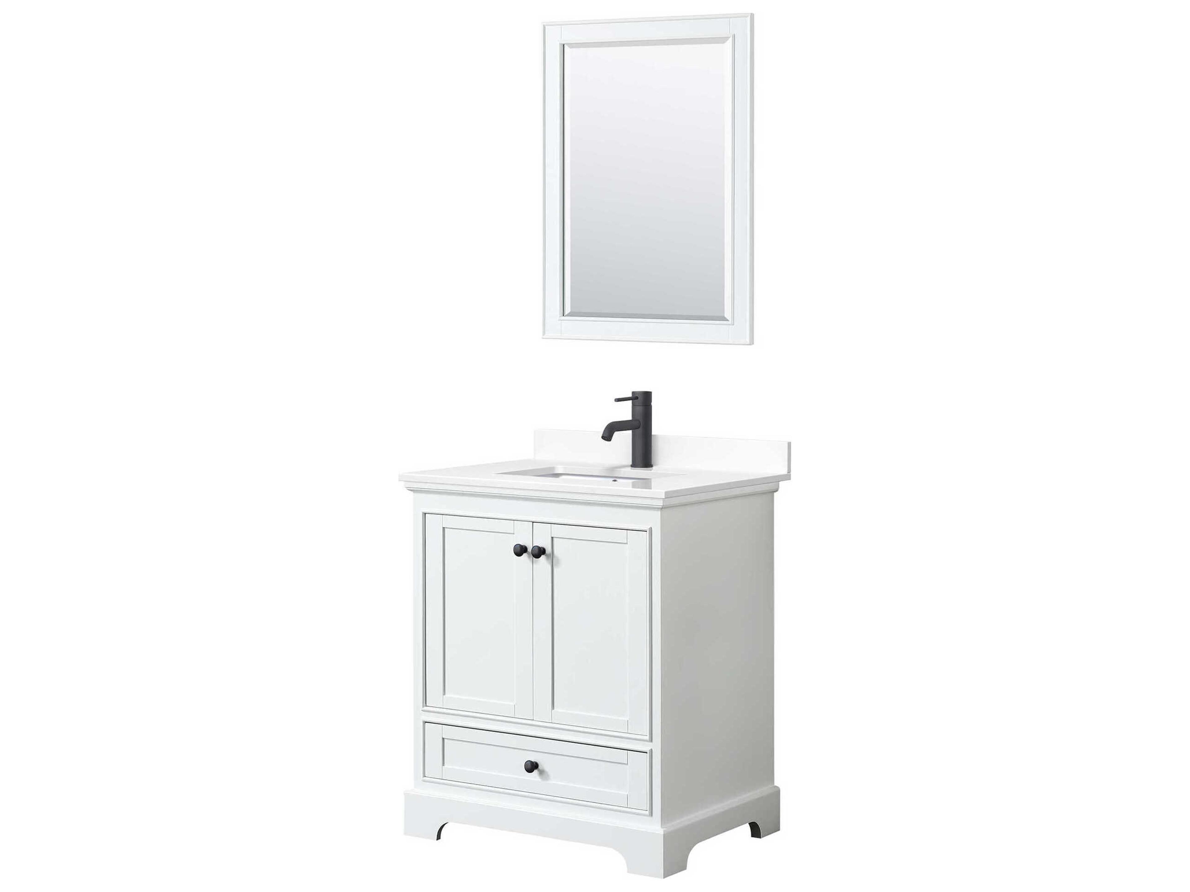 Wyndham Collection Deborah 30" White Vanity with 24" Mirror