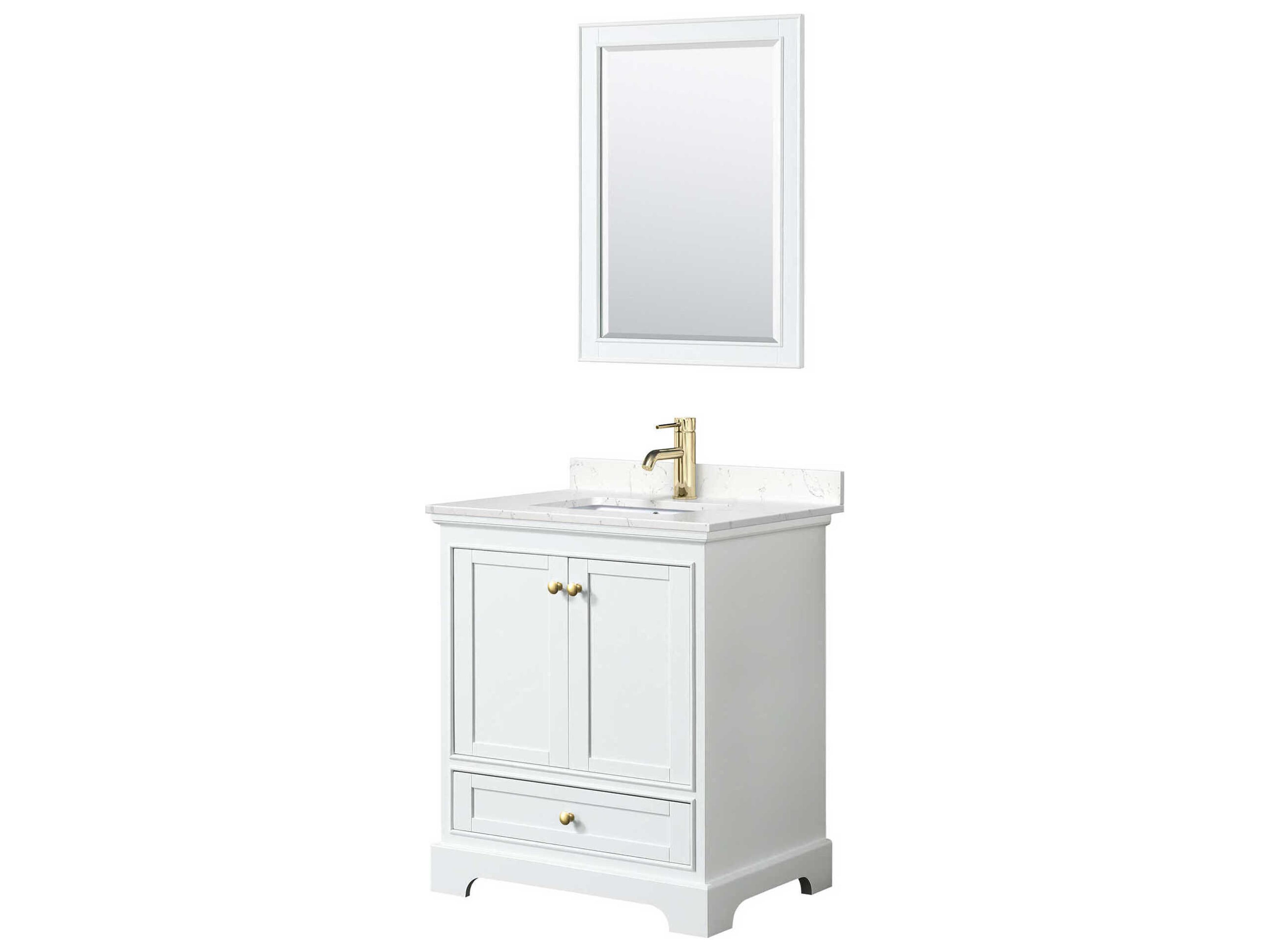 Wyndham Collection Deborah 30" White Vanity with 24" Mirror