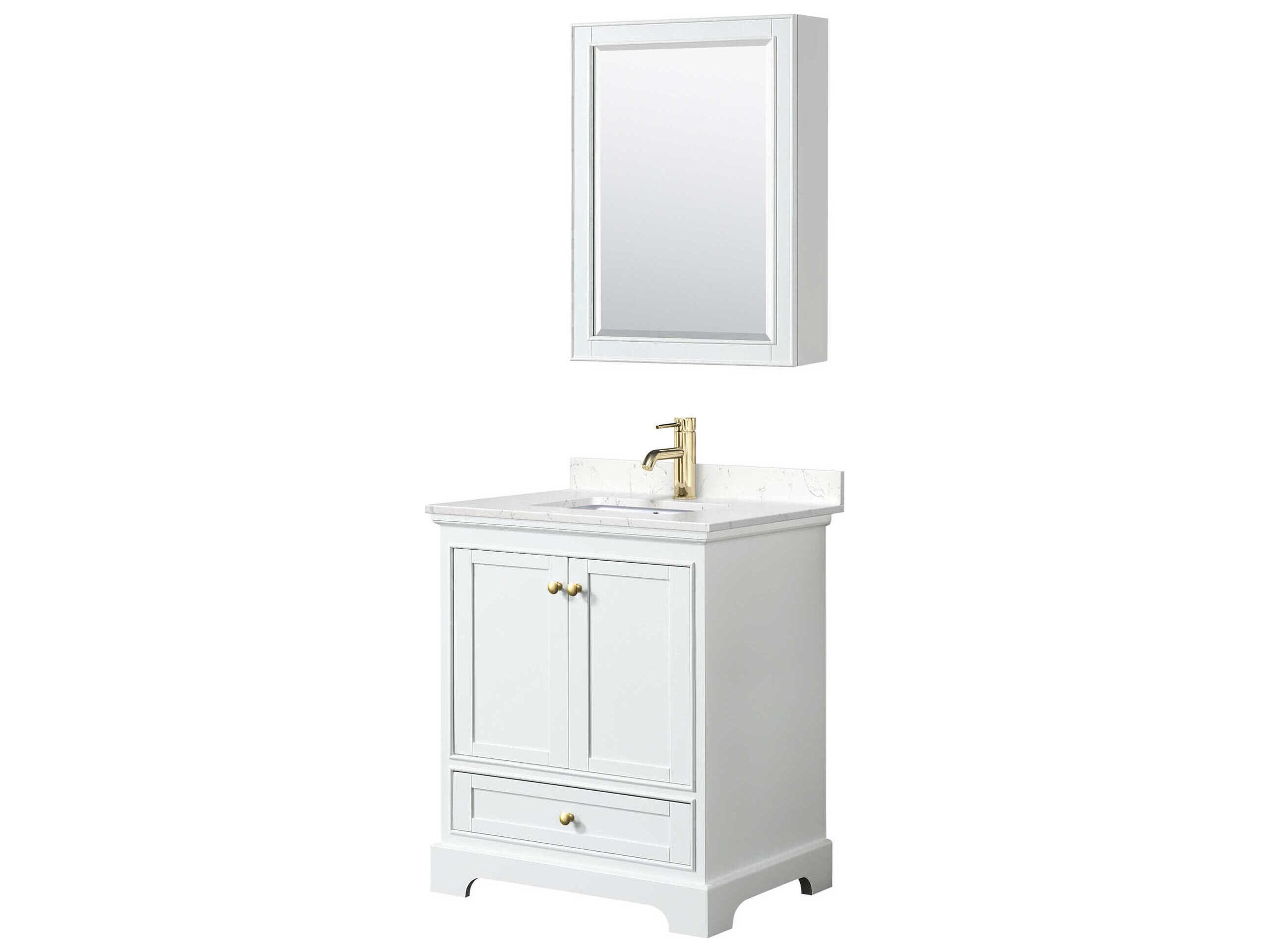 Wyndham Collection Deborah 30" White Vanity with Medicine Cabinet