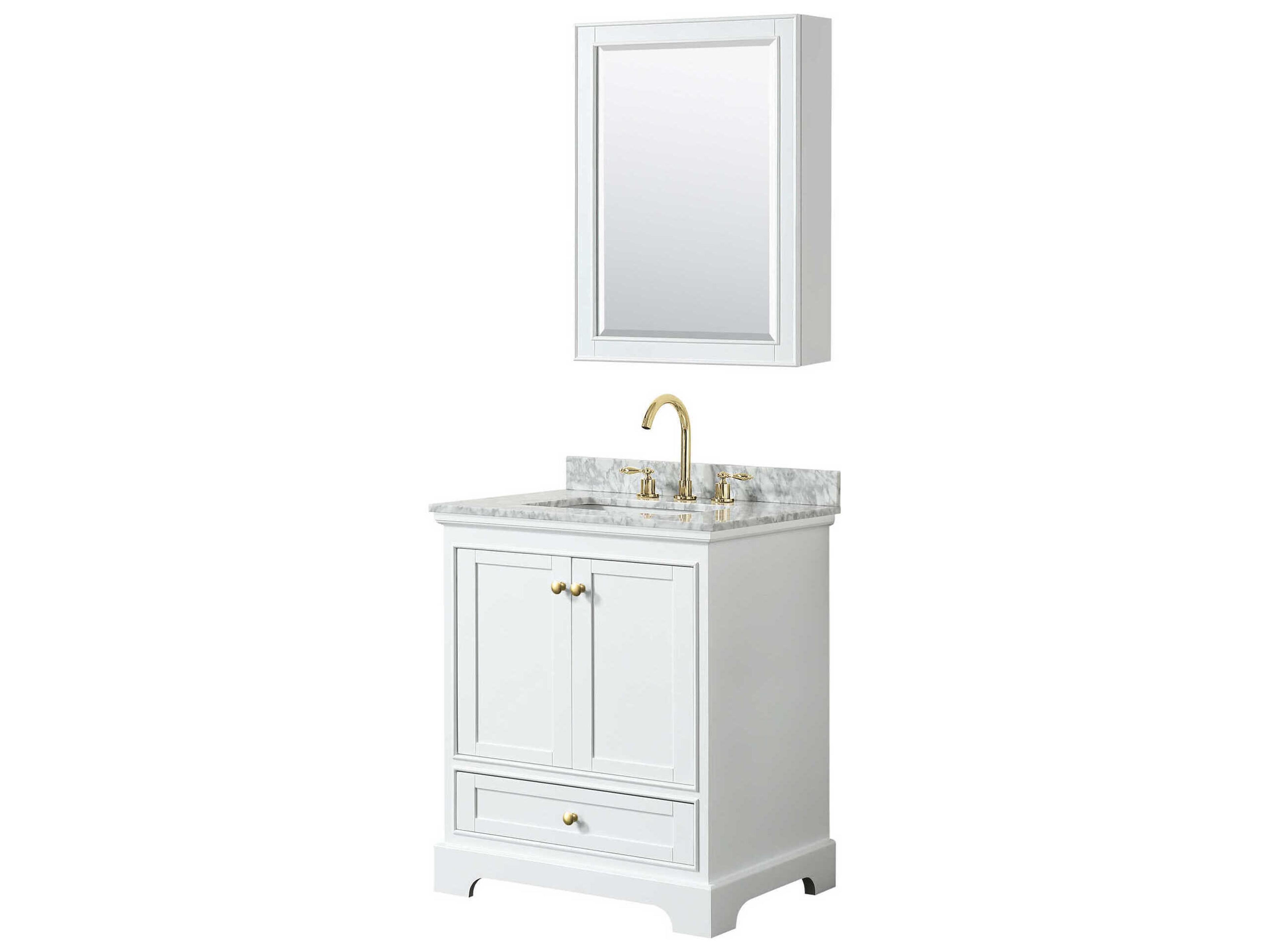 Wyndham Collection Deborah 30" White Vanity with Medicine Cabinet