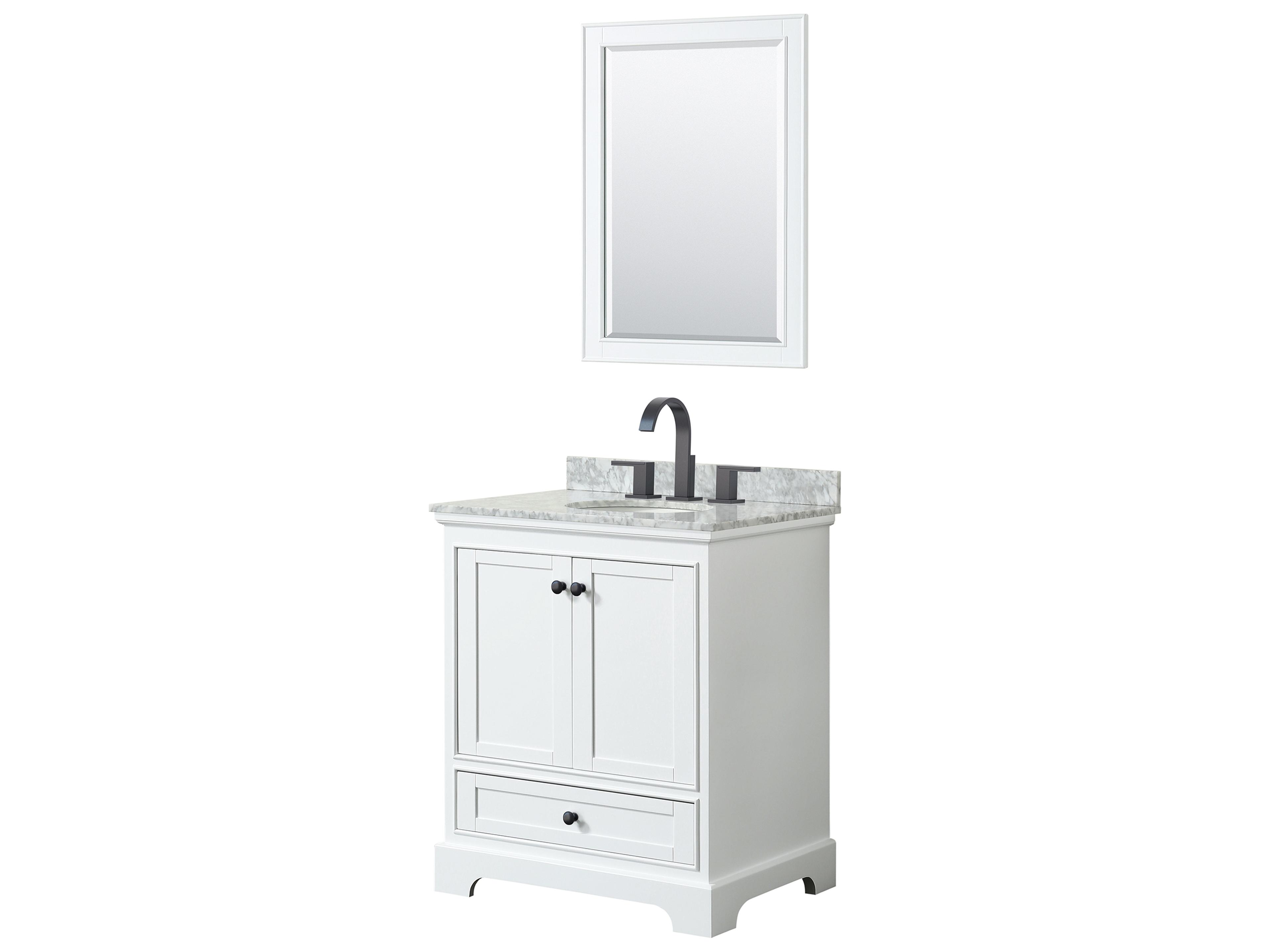 Wyndham Collection Deborah 30" White Vanity with 24" Mirror