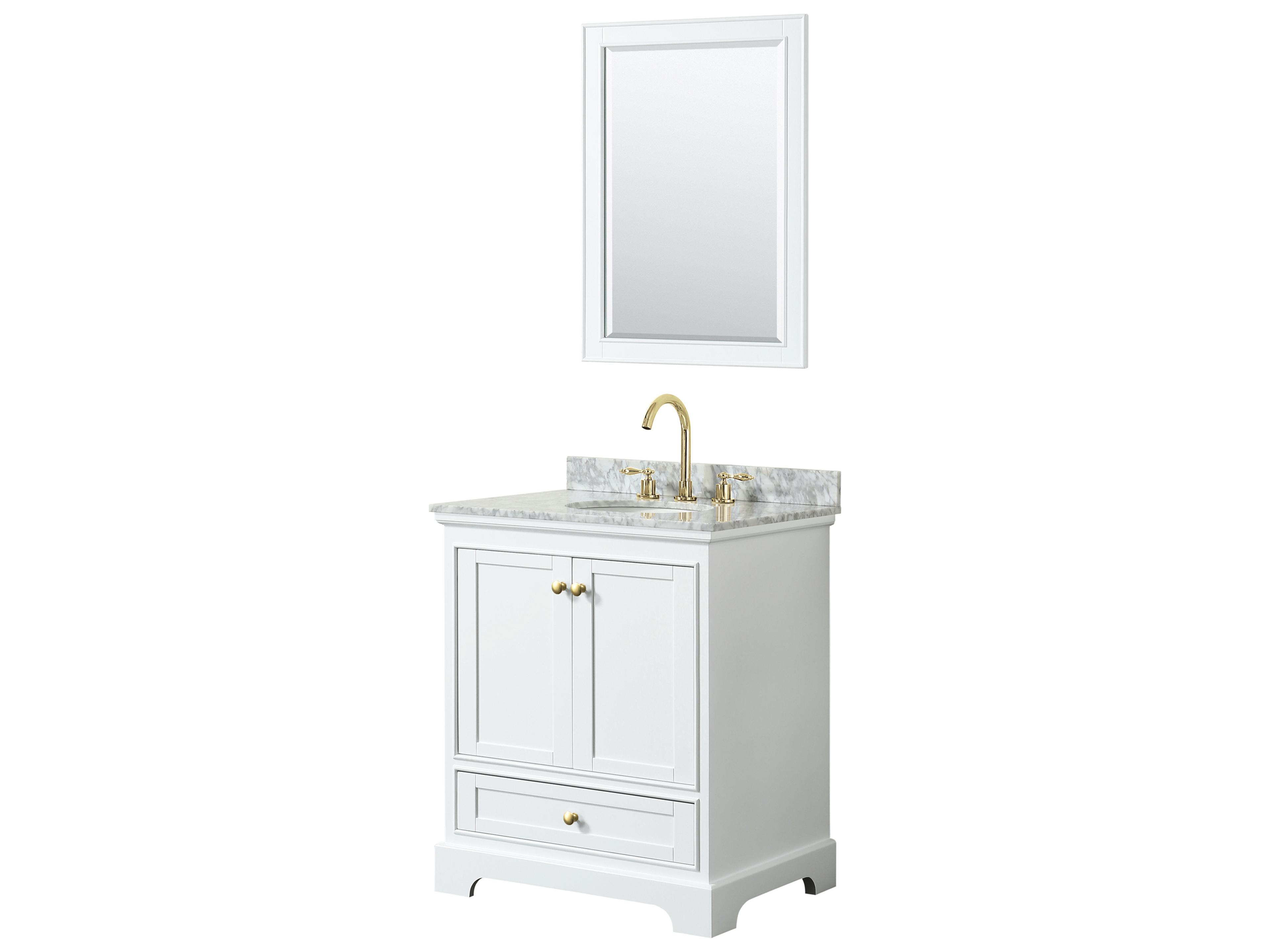 Wyndham Collection Deborah 30" White Vanity with 24" Mirror