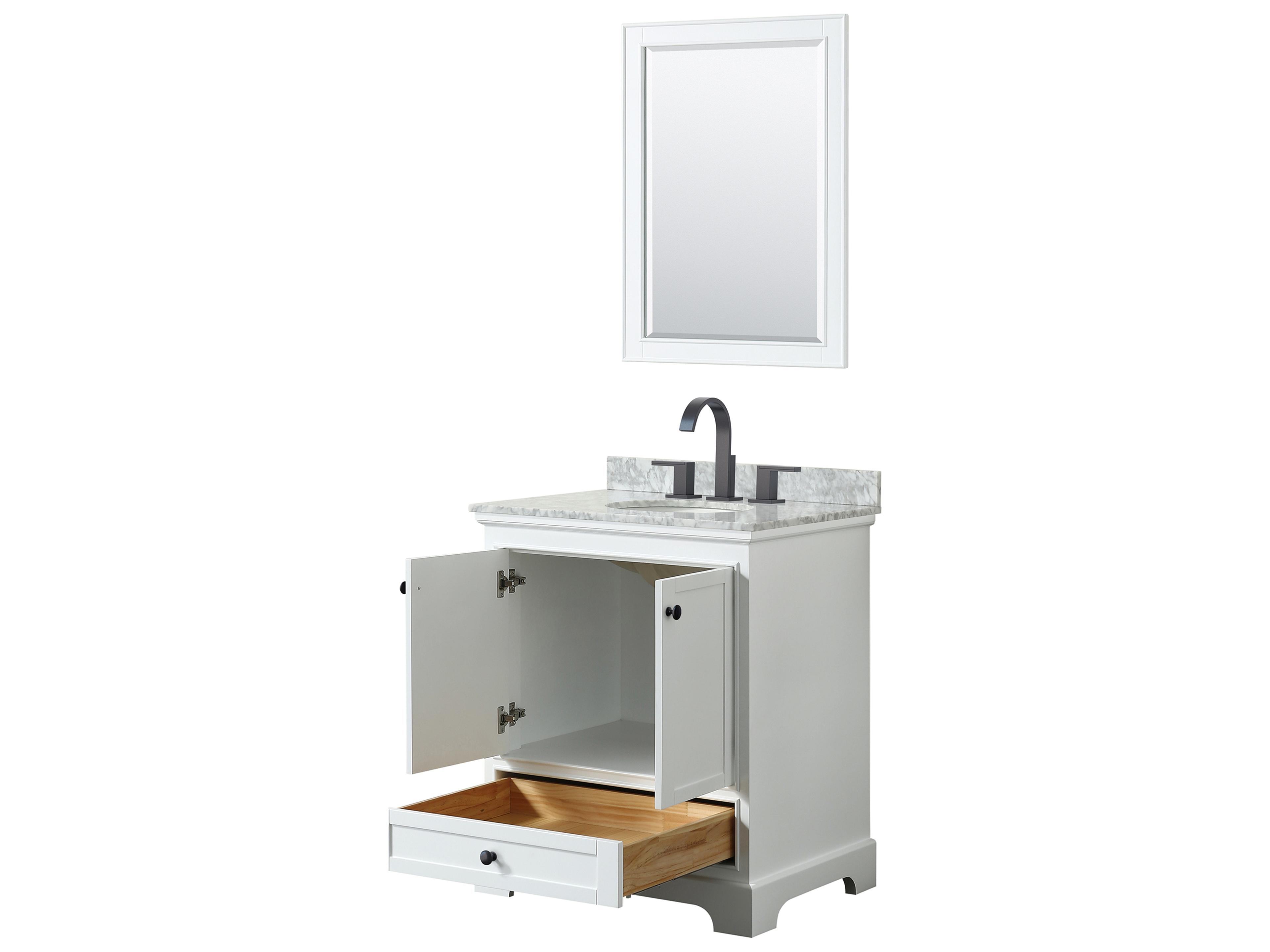 Wyndham Collection Deborah 30" White Vanity with 24" Mirror