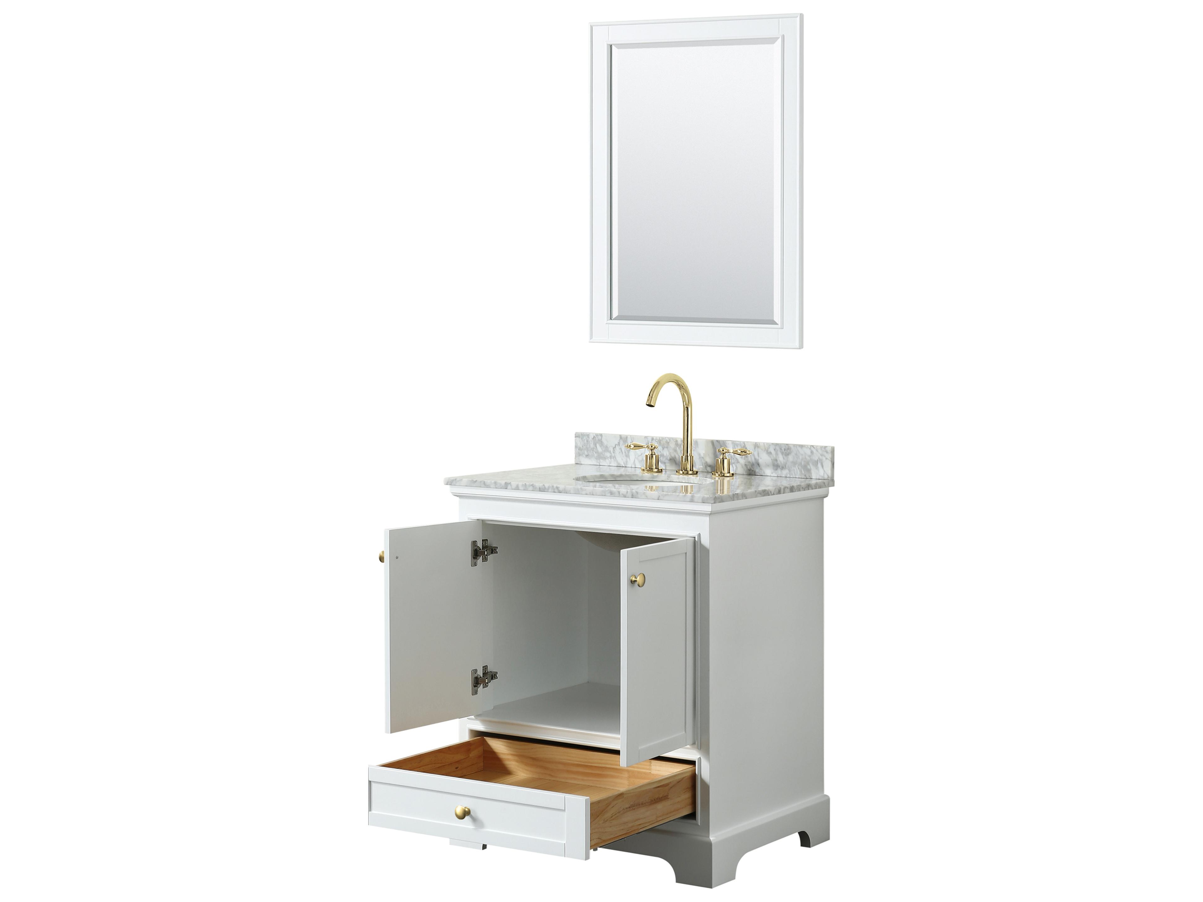 Wyndham Collection Deborah 30" White Vanity with 24" Mirror