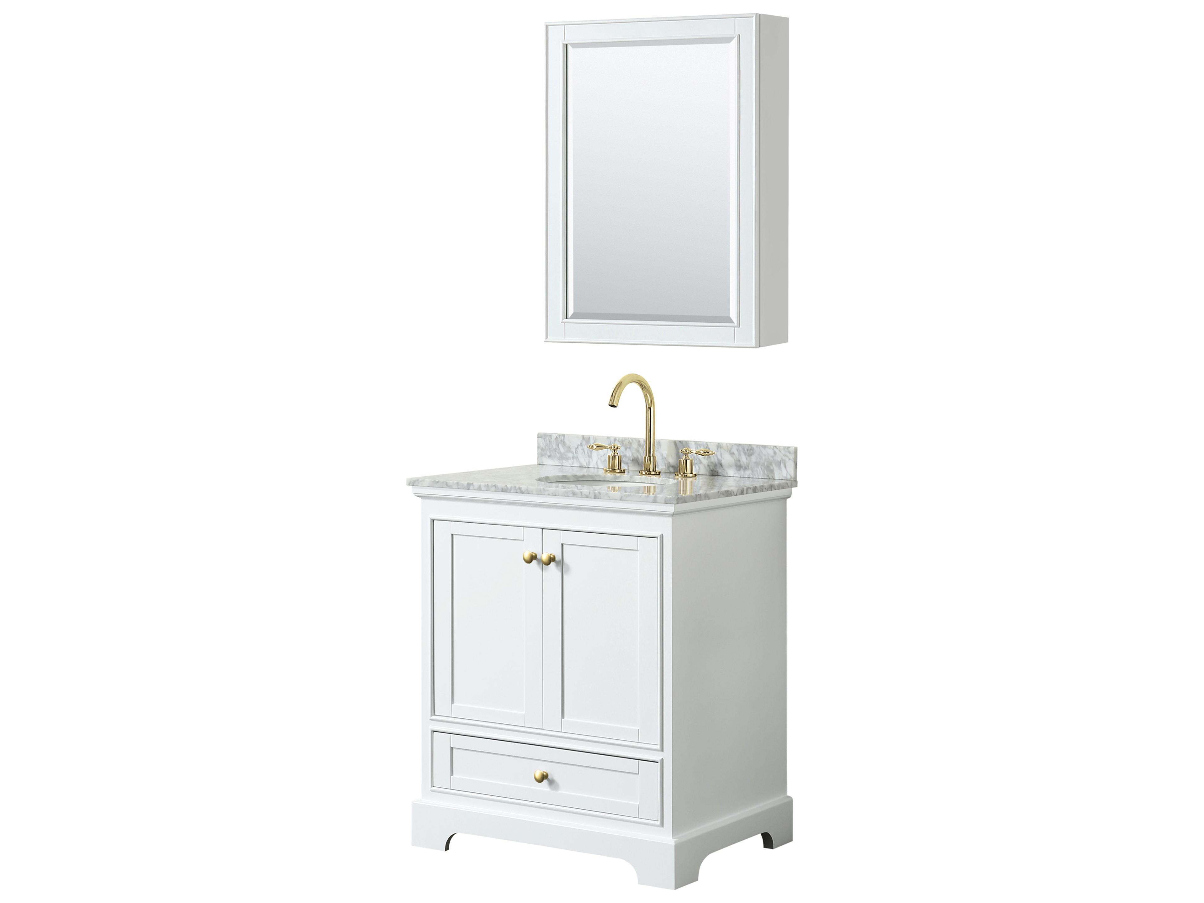 Wyndham Collection Deborah 30" White Vanity with Medicine Cabinet