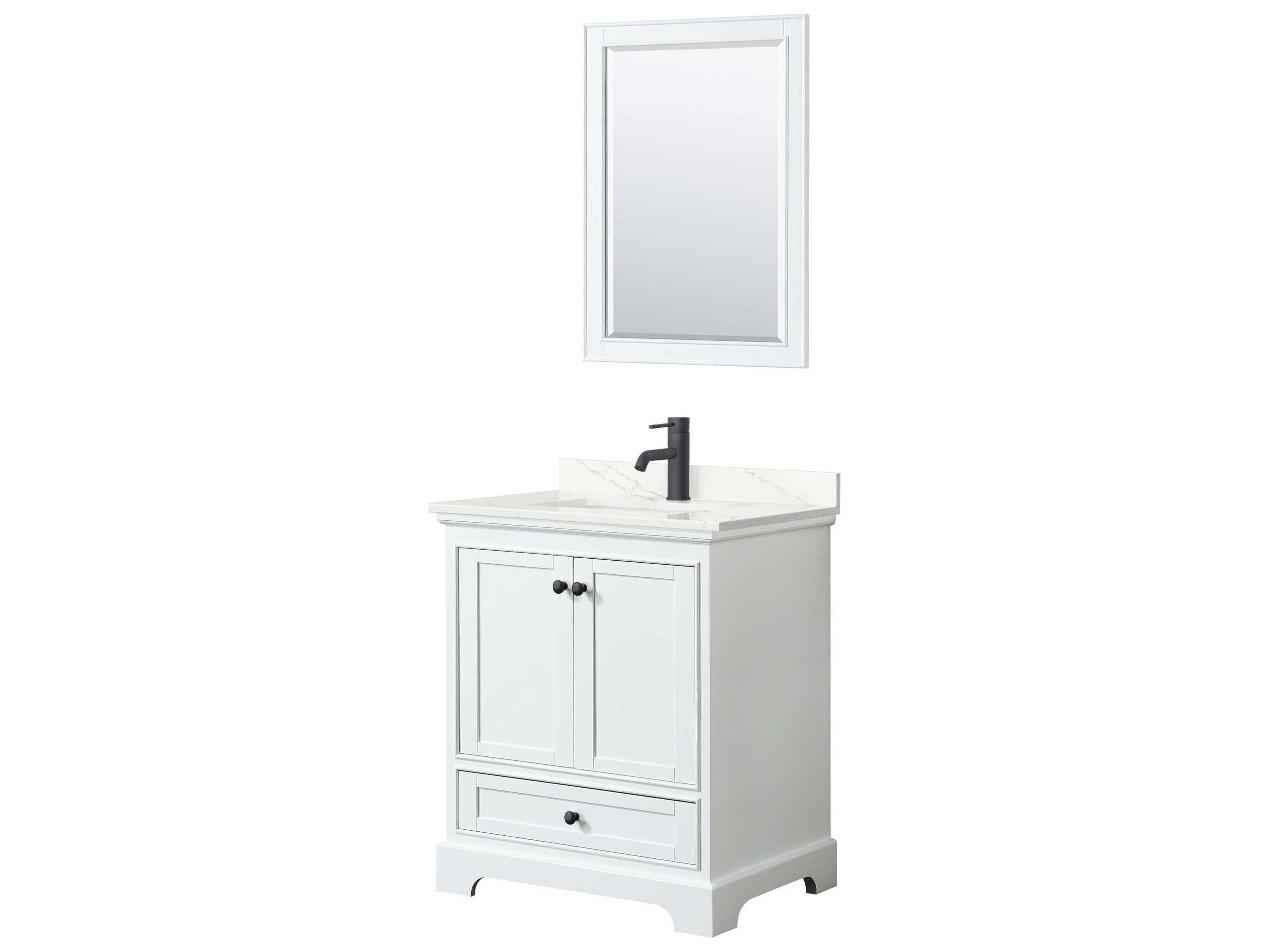 Wyndham Collection Deborah 30" White Vanity with 24" Mirror