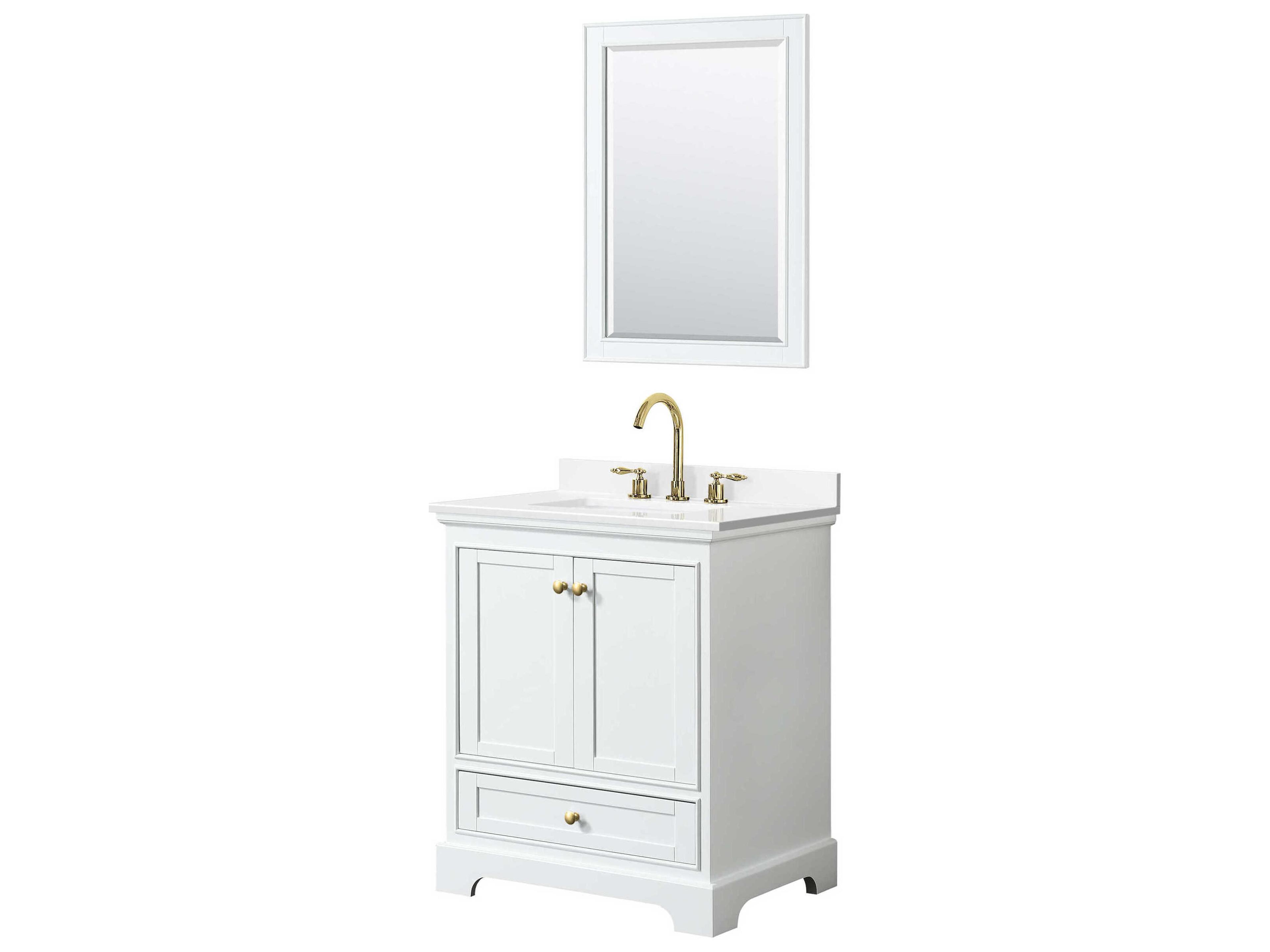 Wyndham Collection Deborah 30" White Vanity with 24" Mirror