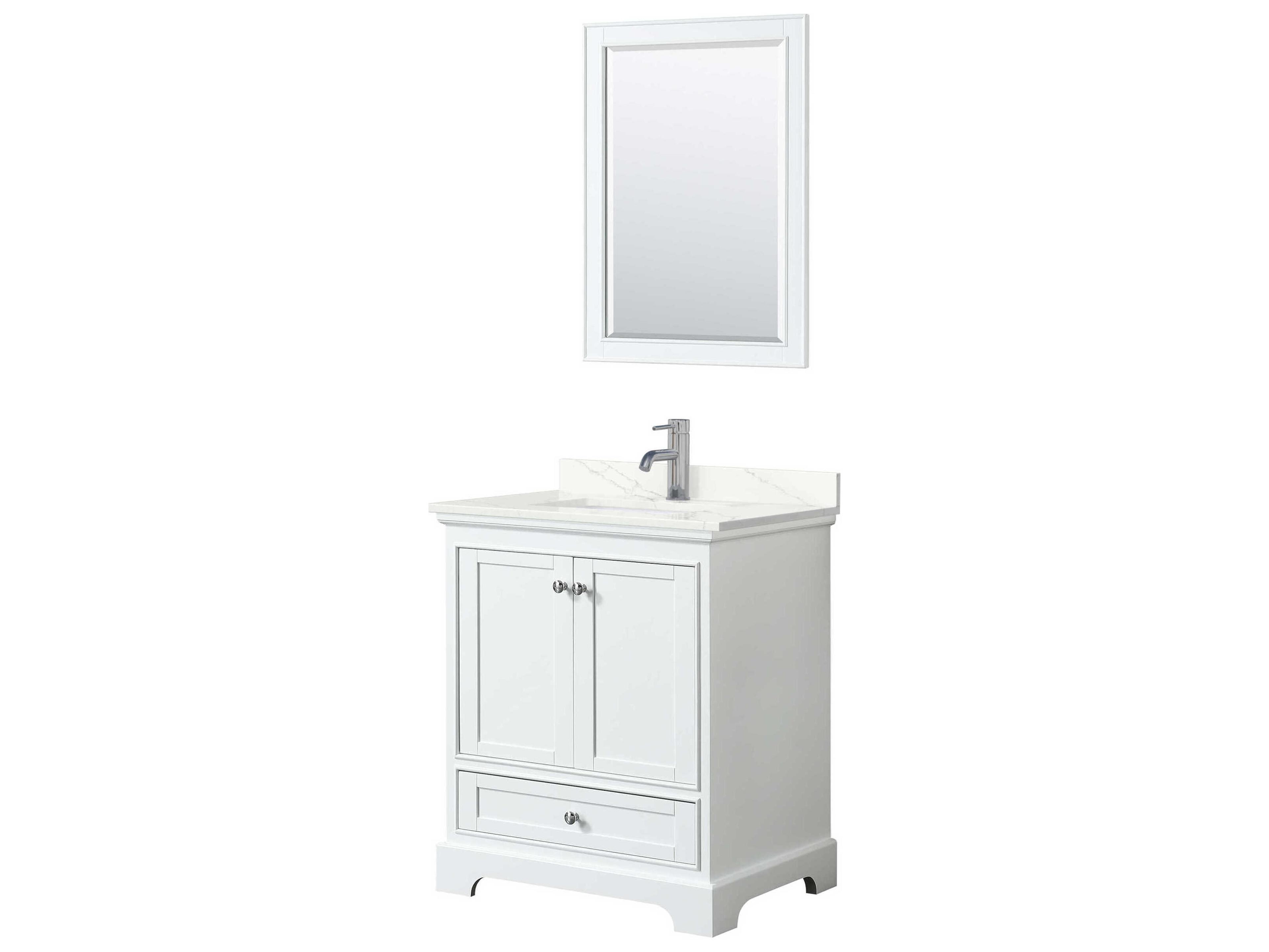 Wyndham Collection Deborah 30" White Vanity with 24" Mirror