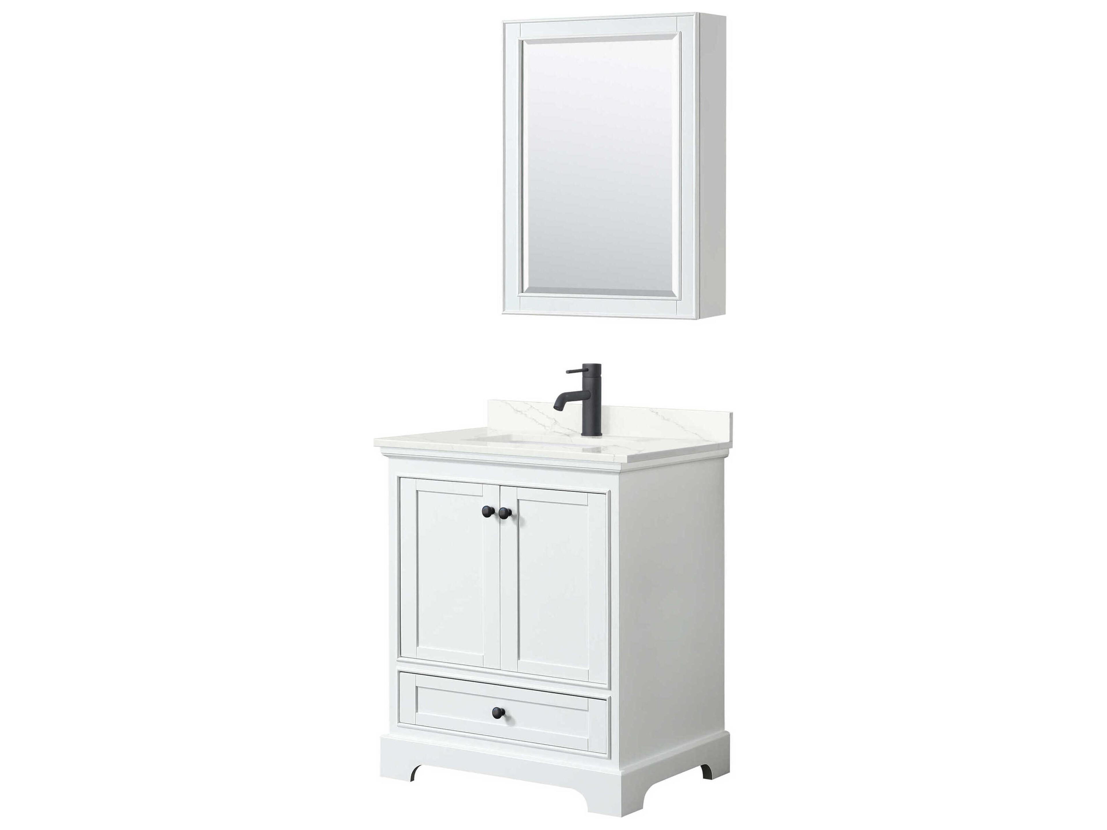 Wyndham Collection Deborah 30" White Vanity with Medicine Cabinet