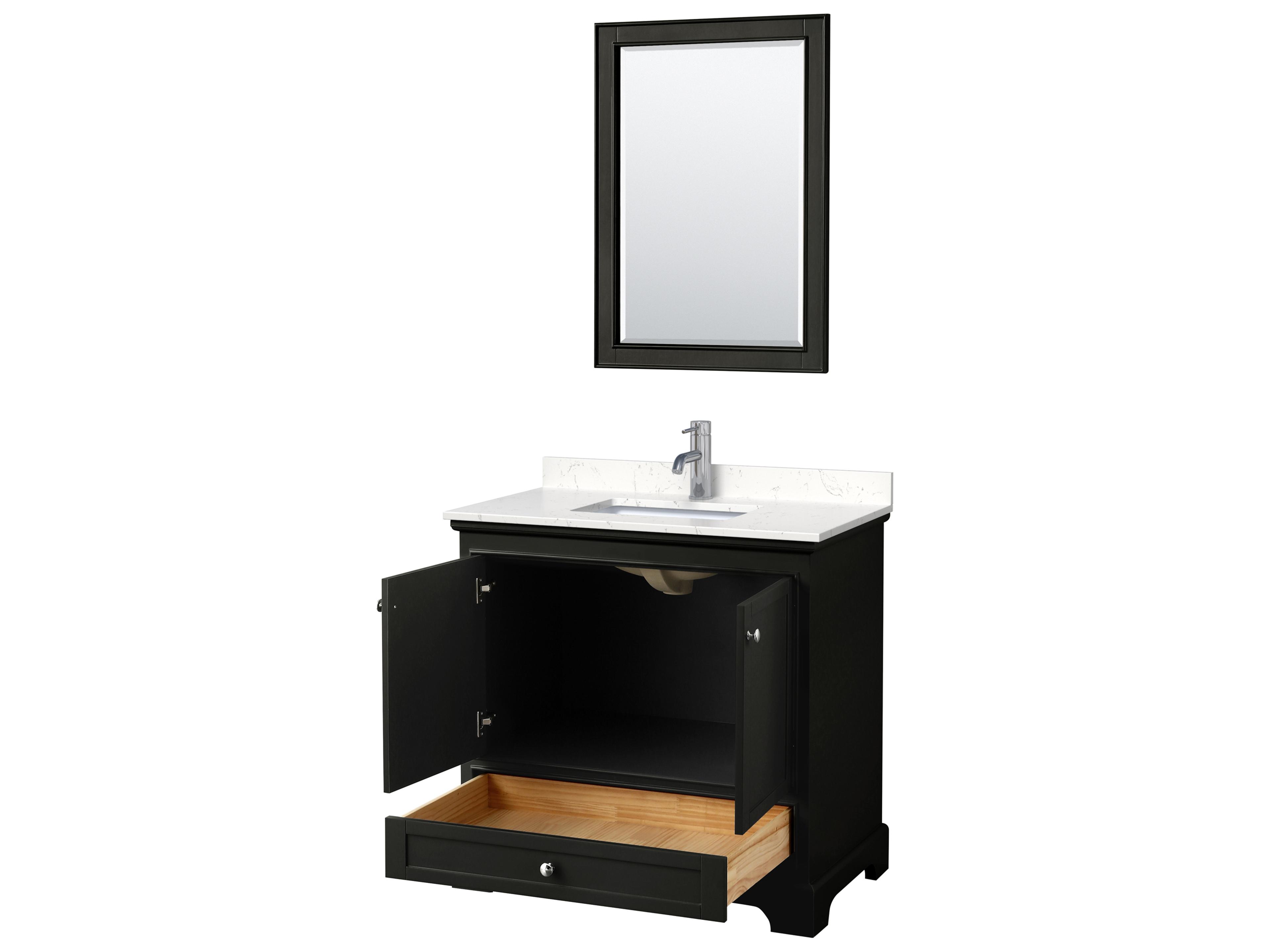 Wyndham Collection Deborah 36" Dark Espresso Vanity with 24" Mirror