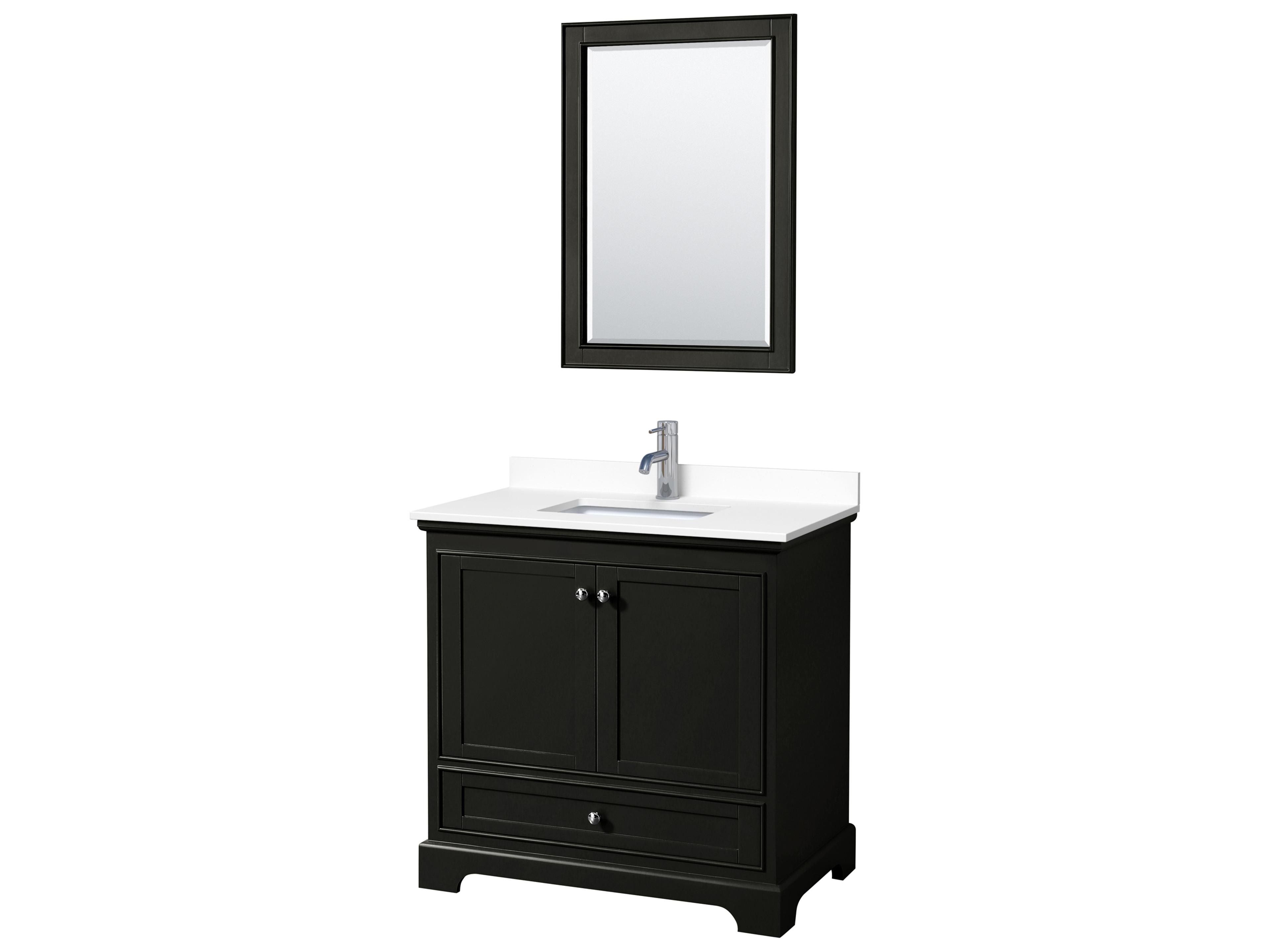 Wyndham Collection Deborah 36" Dark Espresso Vanity with 24" Mirror