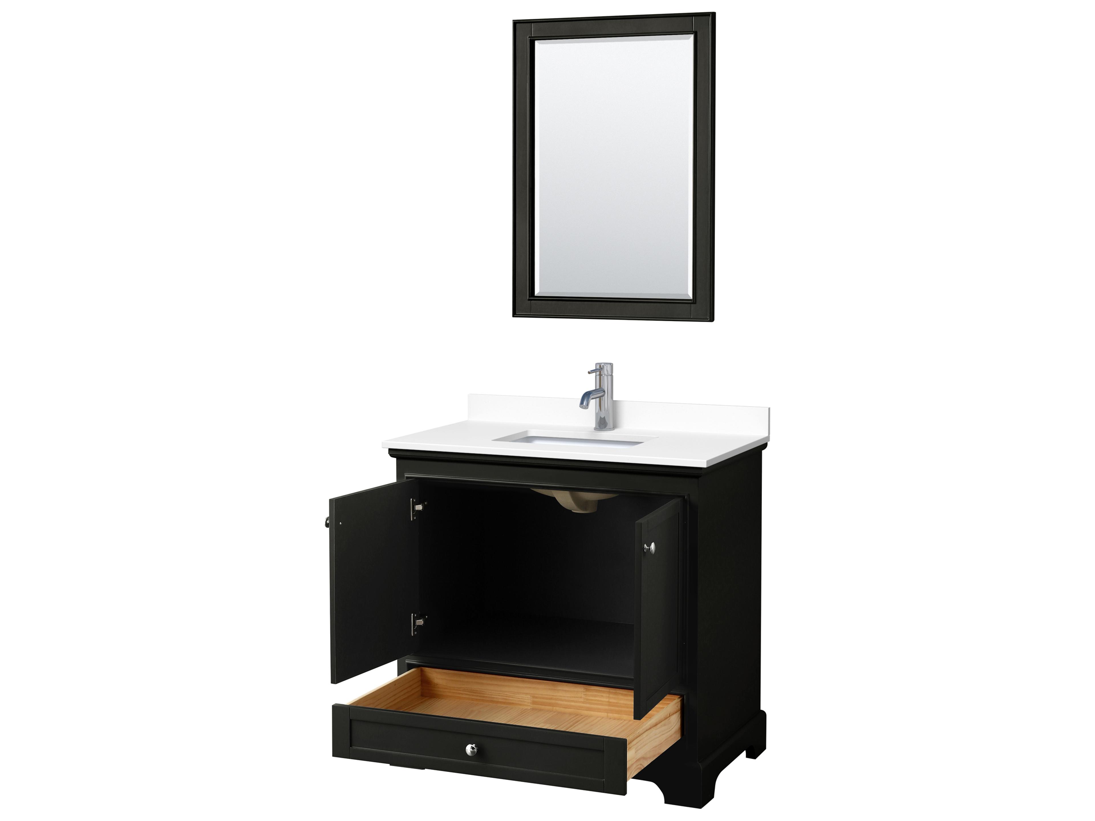 Wyndham Collection Deborah 36" Dark Espresso Vanity with 24" Mirror