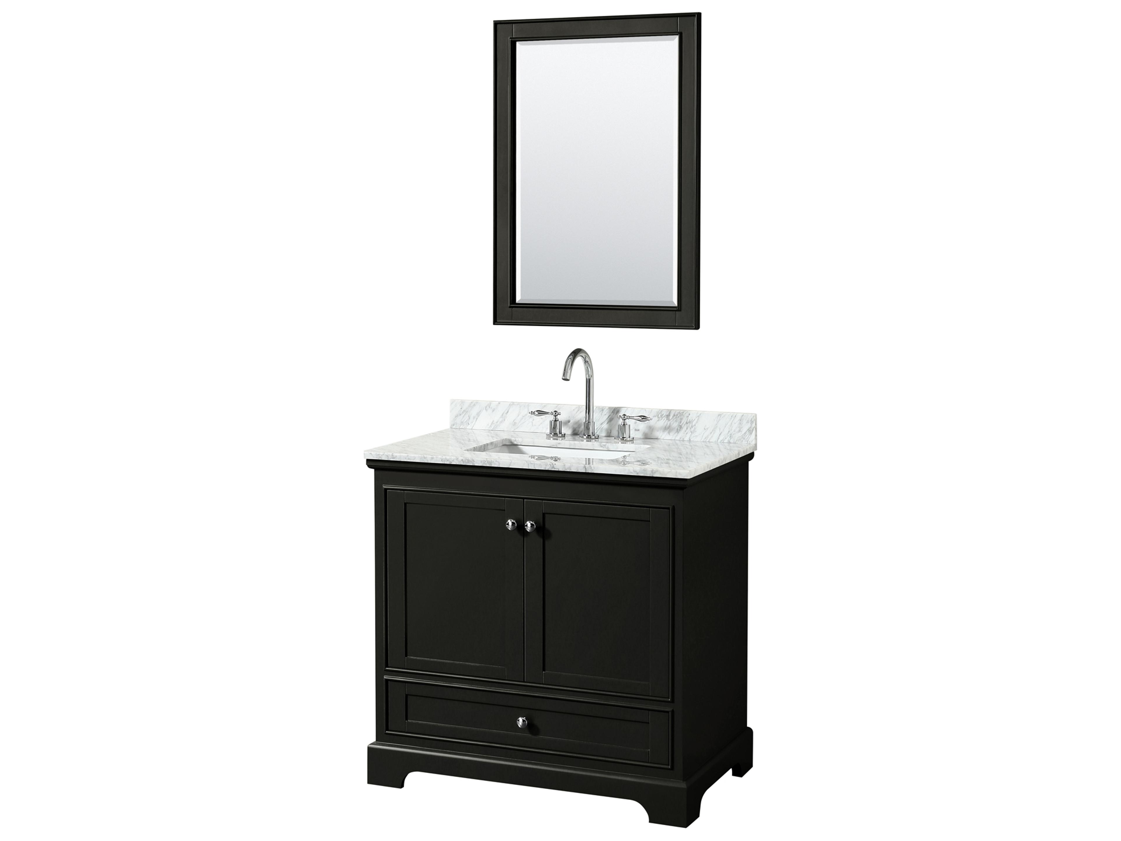 Wyndham Collection Deborah 36" Dark Espresso Vanity with 24" Mirror
