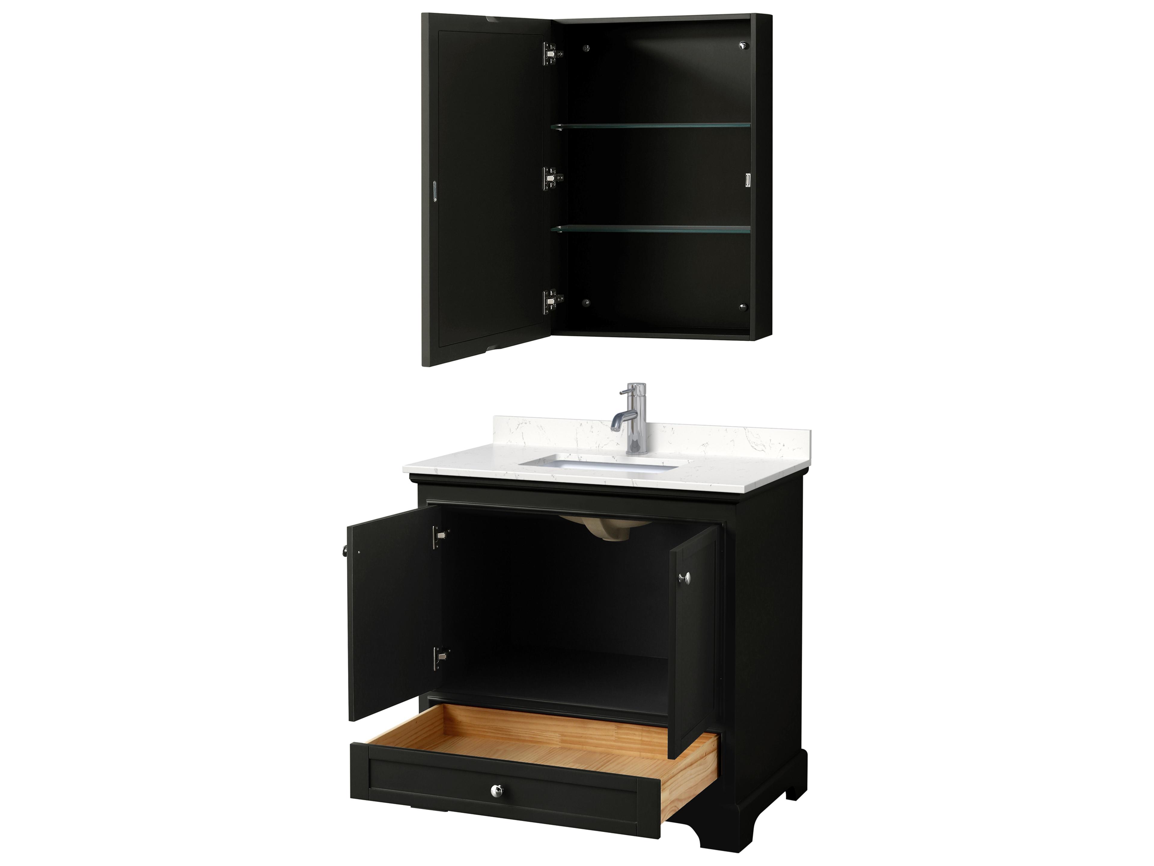 Wyndham Collection Deborah 36" Dark Espresso Vanity with Medicine Cabinet