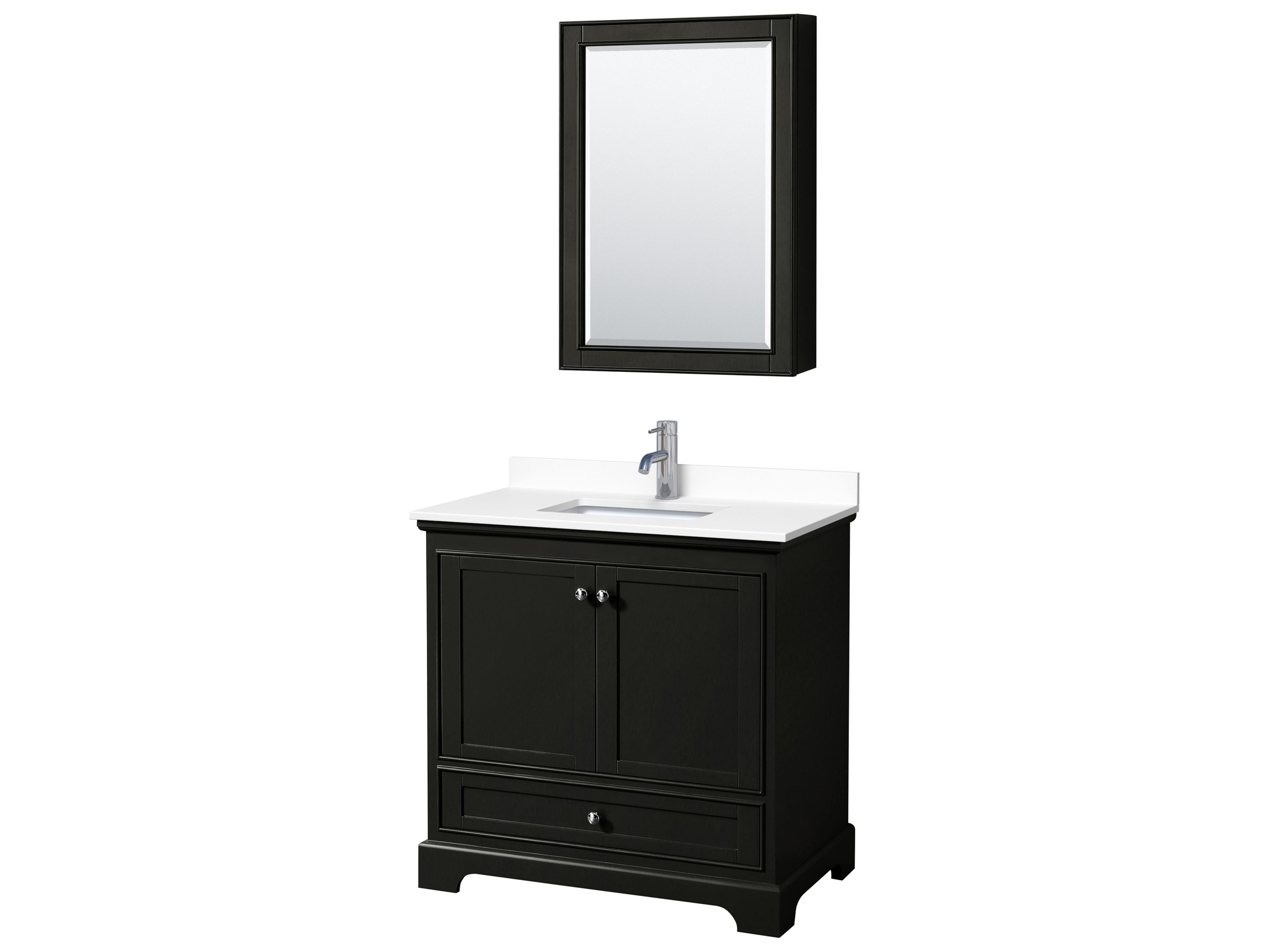 Wyndham Collection Deborah 36" Dark Espresso Vanity with Medicine Cabinet