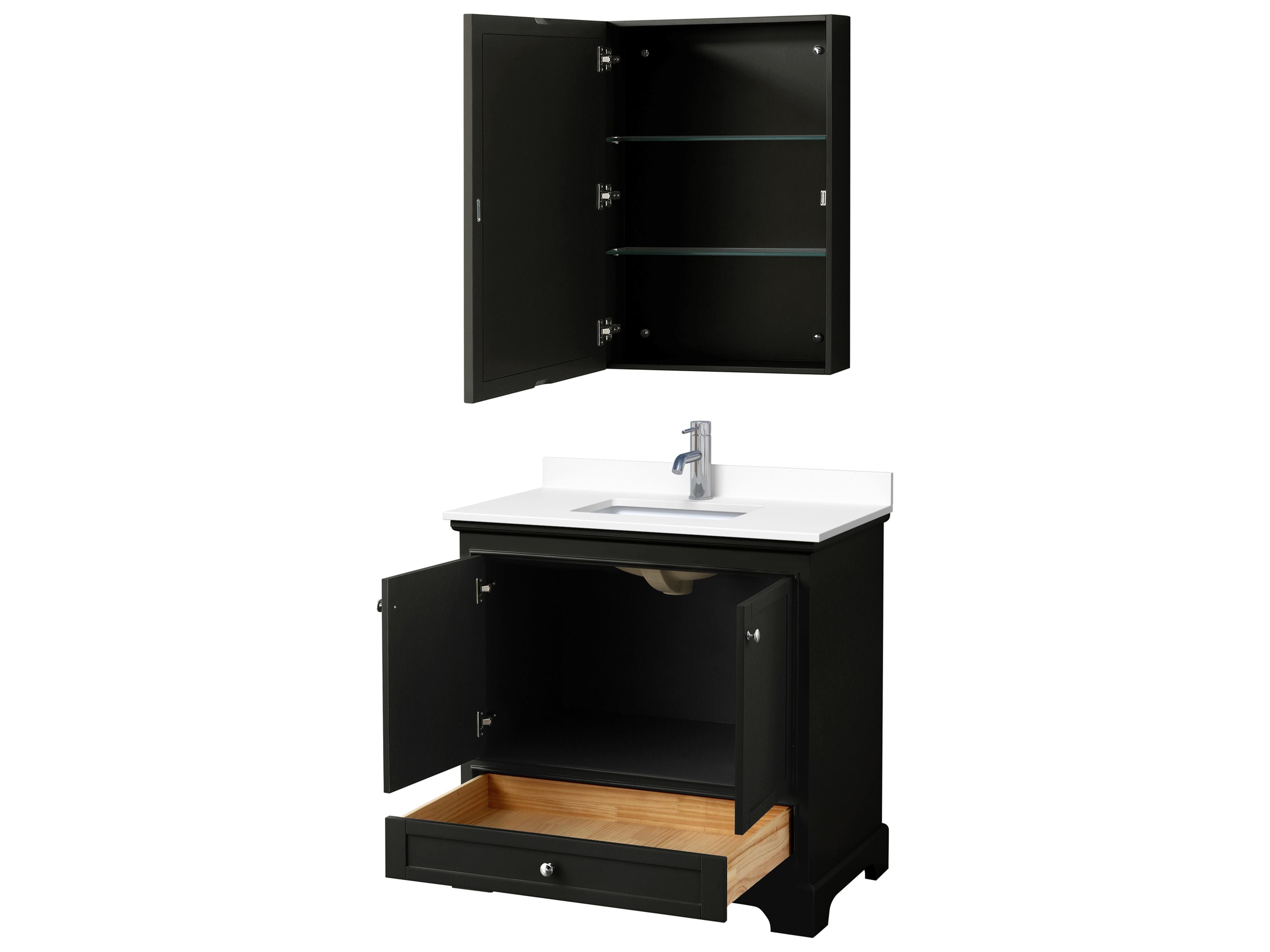 Wyndham Collection Deborah 36" Dark Espresso Vanity with Medicine Cabinet