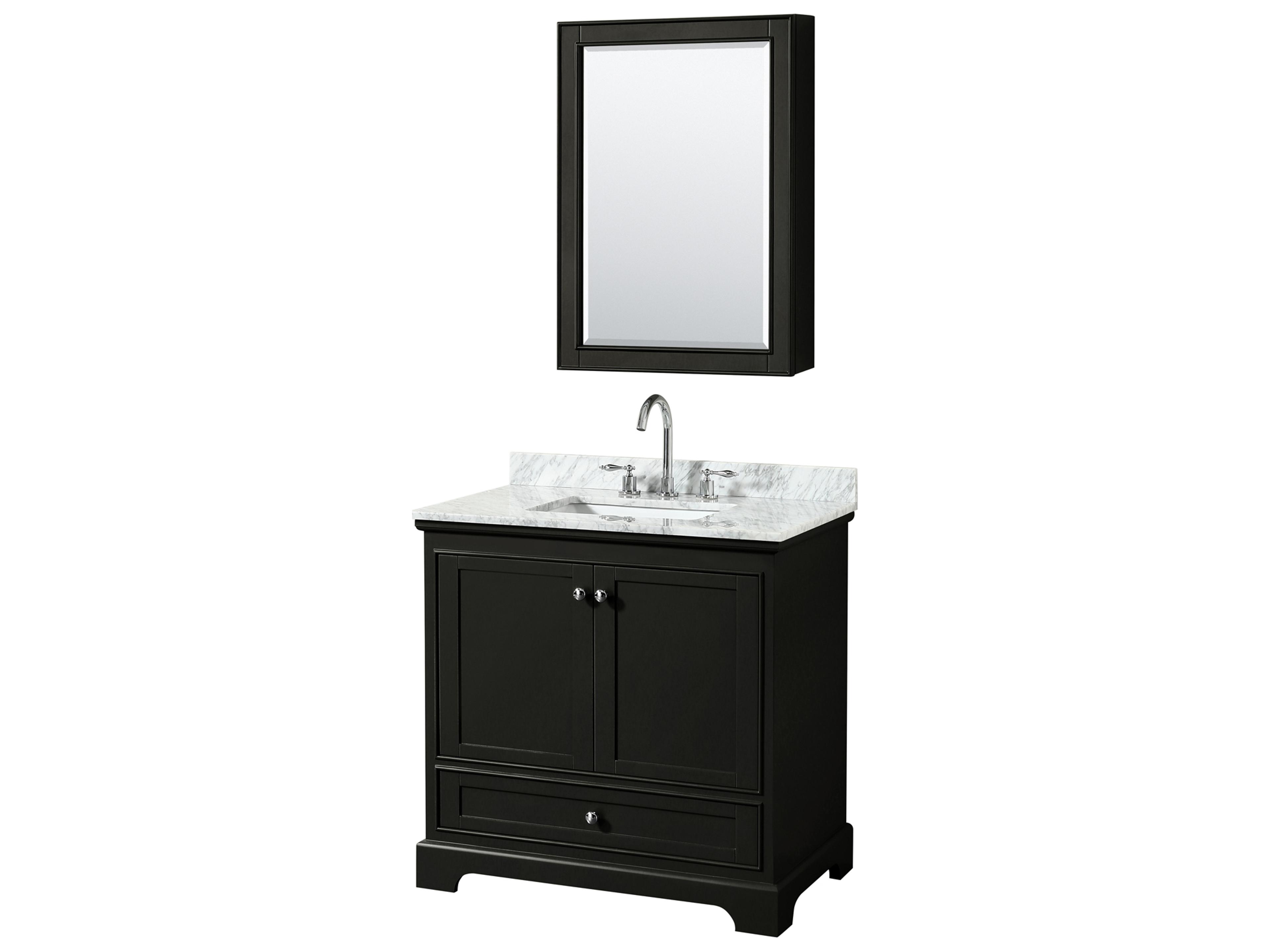 Wyndham Collection Deborah 36" Dark Espresso Vanity with Medicine Cabinet