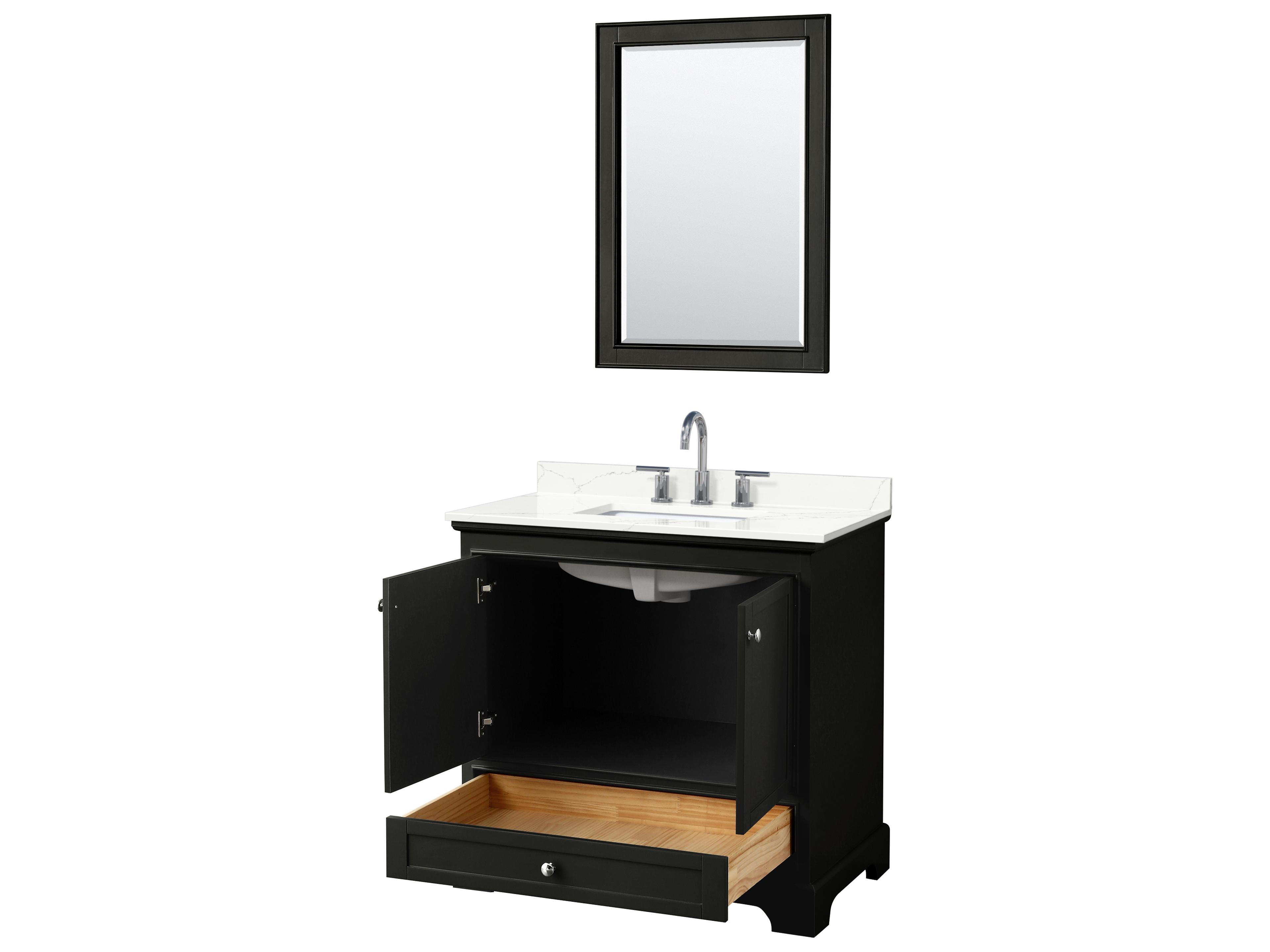 Wyndham Collection Deborah 36" Dark Espresso Vanity with 24" Mirror