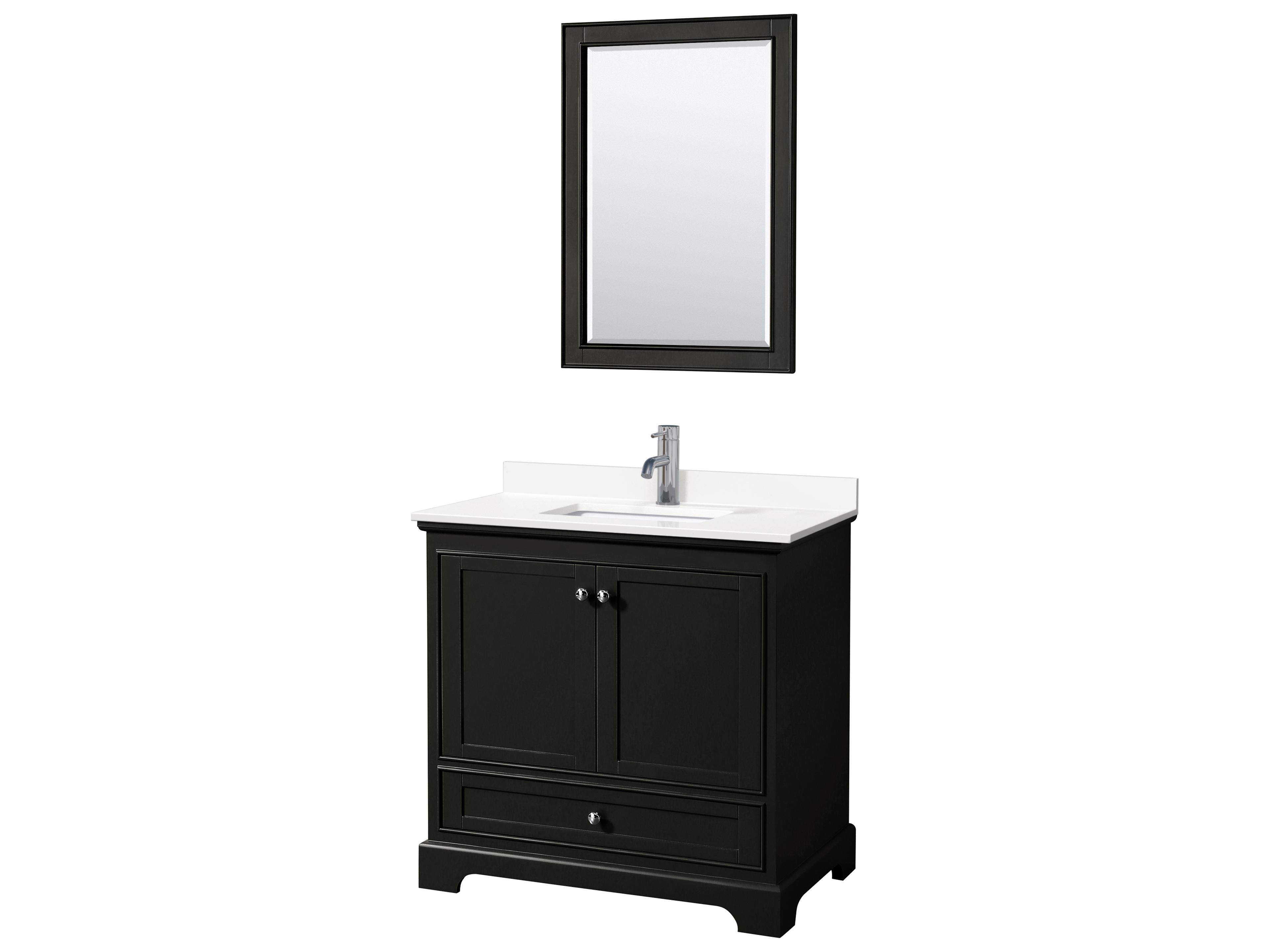 Wyndham Collection Deborah 36" Dark Espresso Vanity with 24" Mirror