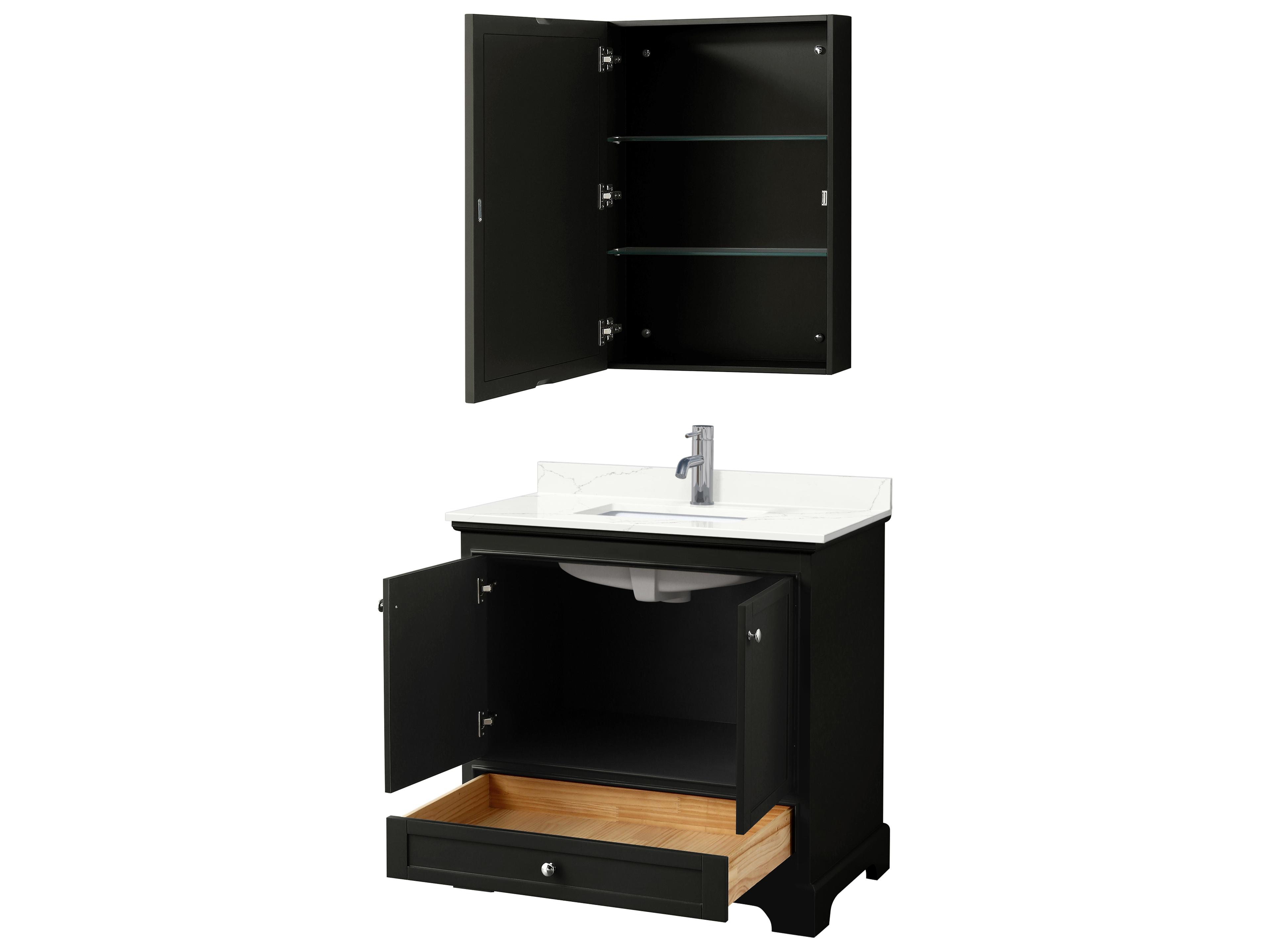 Wyndham Collection Deborah 36" Dark Espresso Vanity with Medicine Cabinet