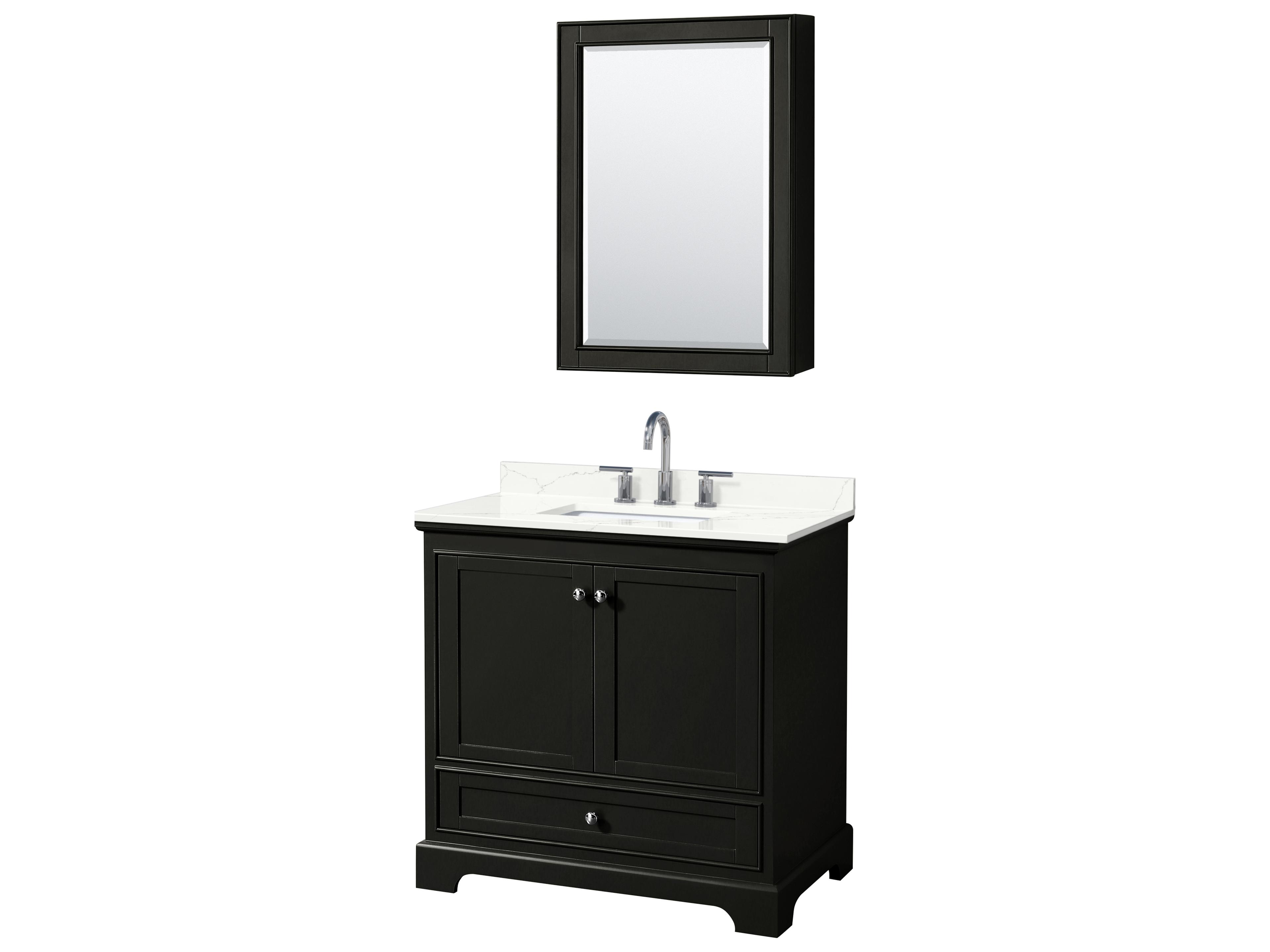 Wyndham Collection Deborah 36" Dark Espresso Vanity with Medicine Cabinet