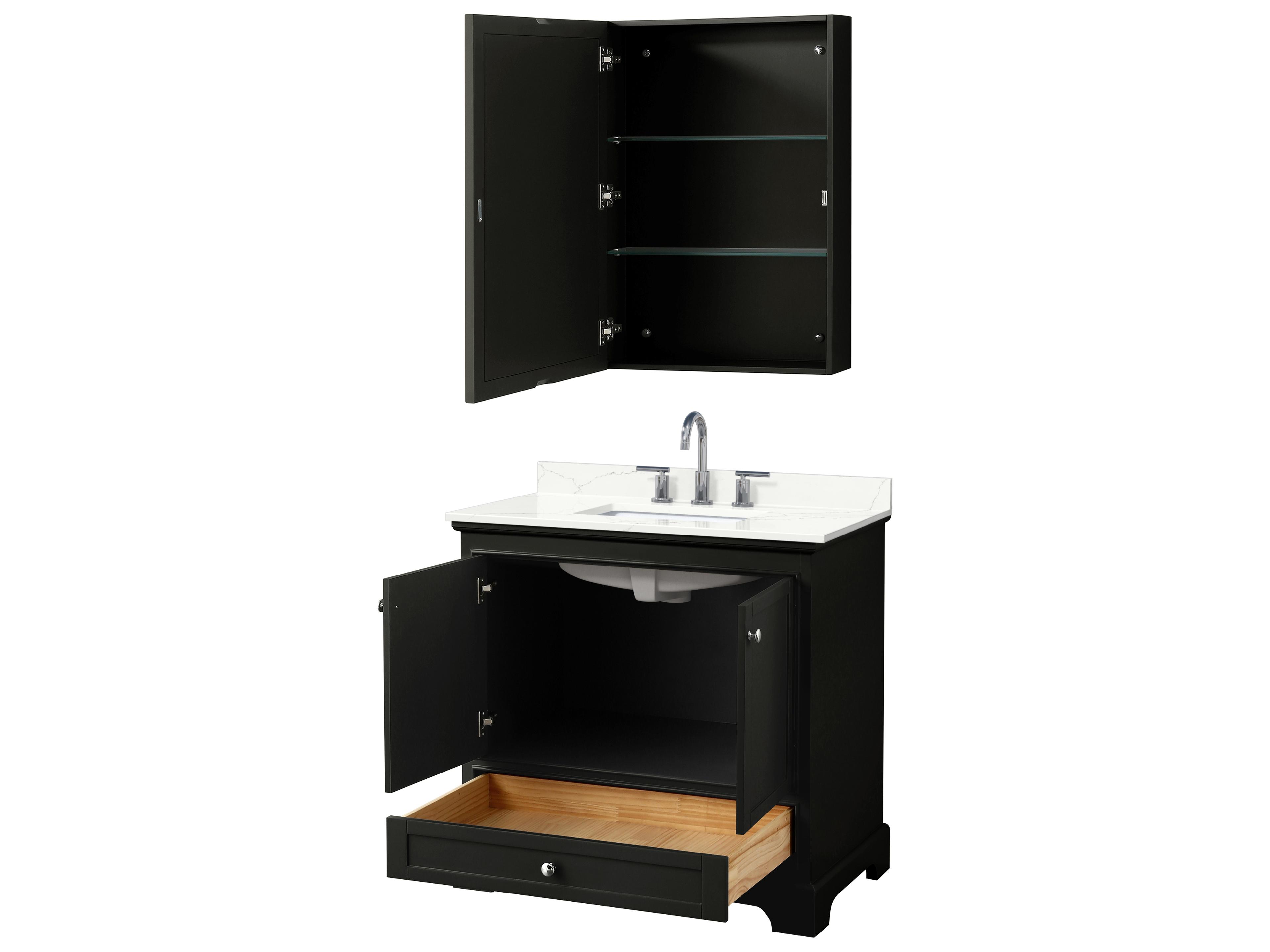 Wyndham Collection Deborah 36" Dark Espresso Vanity with Medicine Cabinet