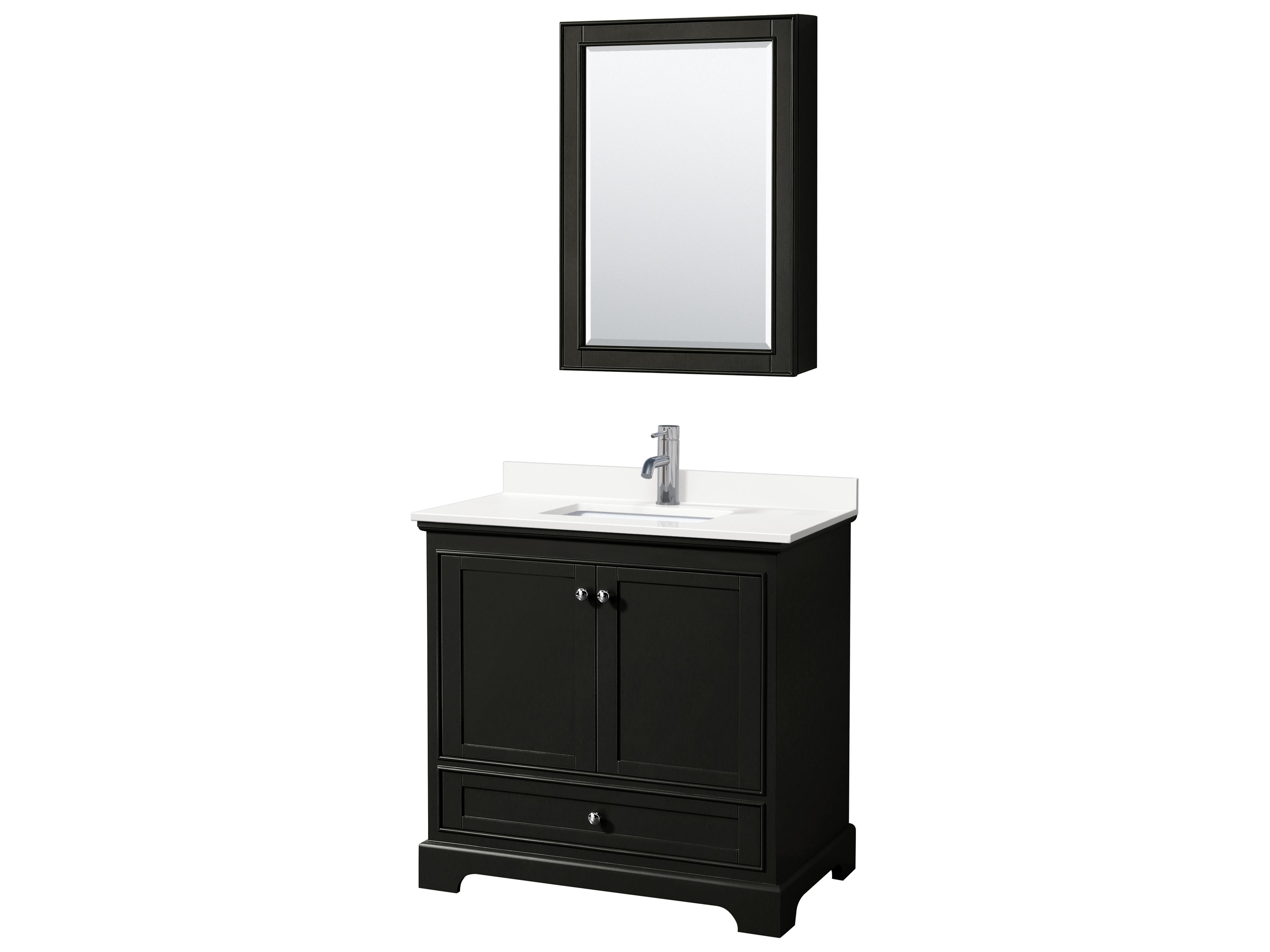 Wyndham Collection Deborah 36" Dark Espresso Vanity with Medicine Cabinet