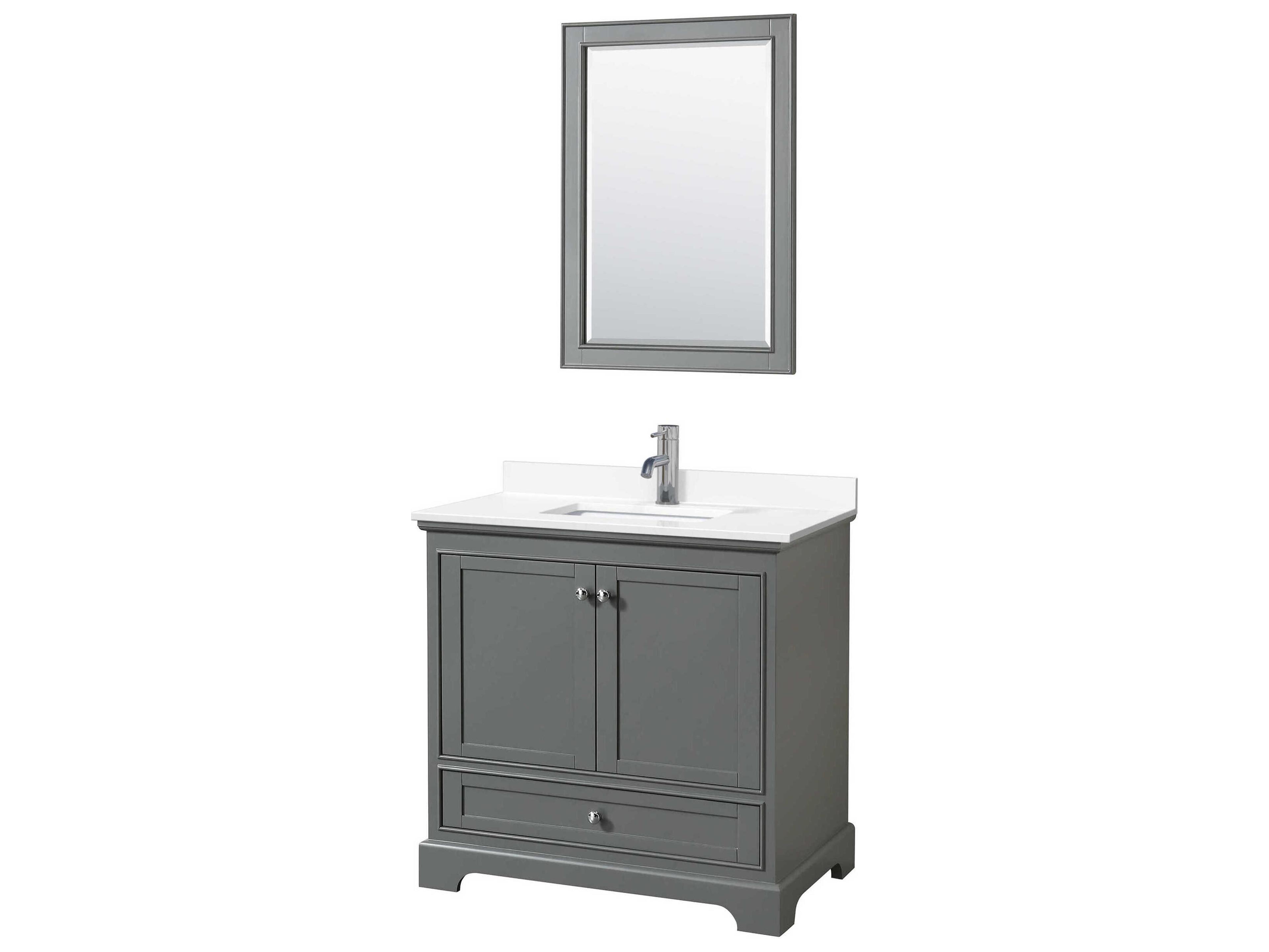 Wyndham Collection Deborah 36" Dark Gray Vanity with 24" Mirror