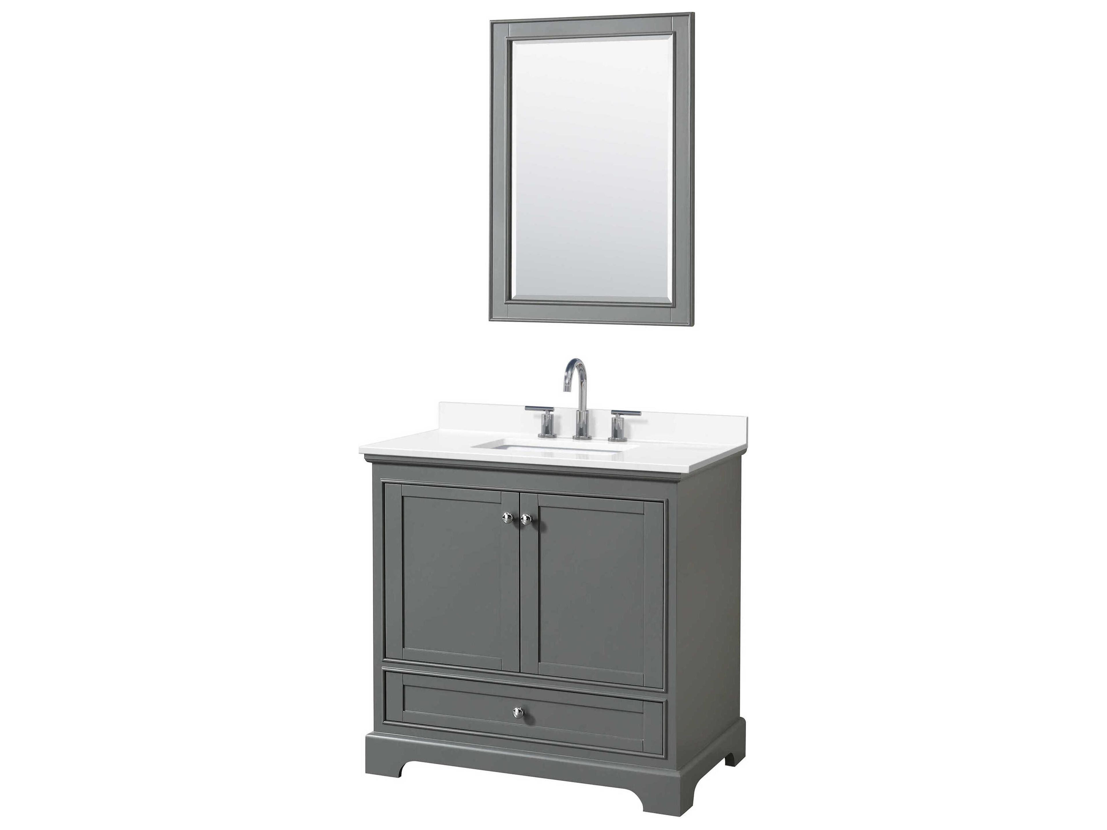 Wyndham Collection Deborah 36" Dark Gray Vanity with 24" Mirror