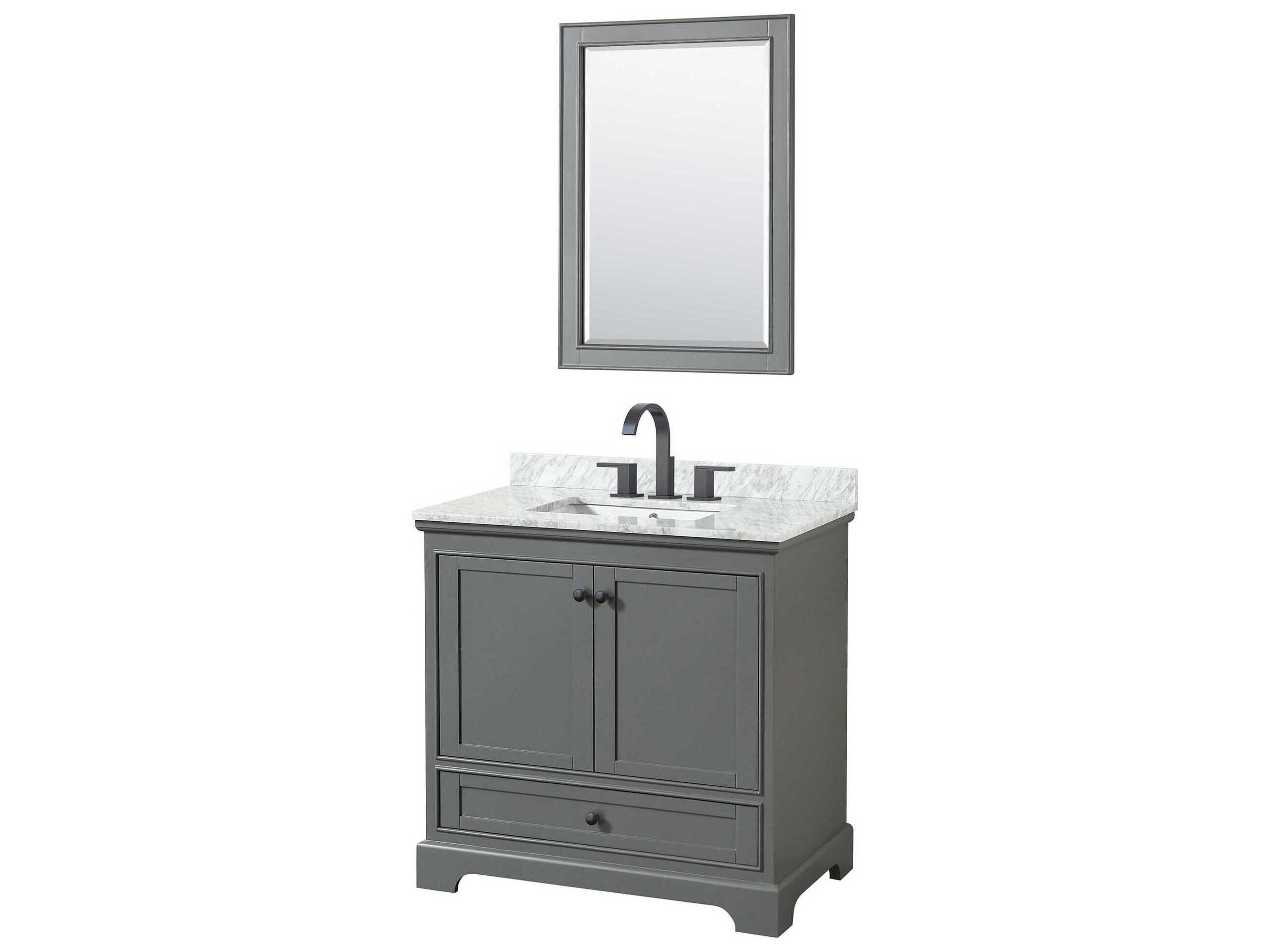 Wyndham Collection Deborah 36" Dark Gray Vanity with 24" Mirror