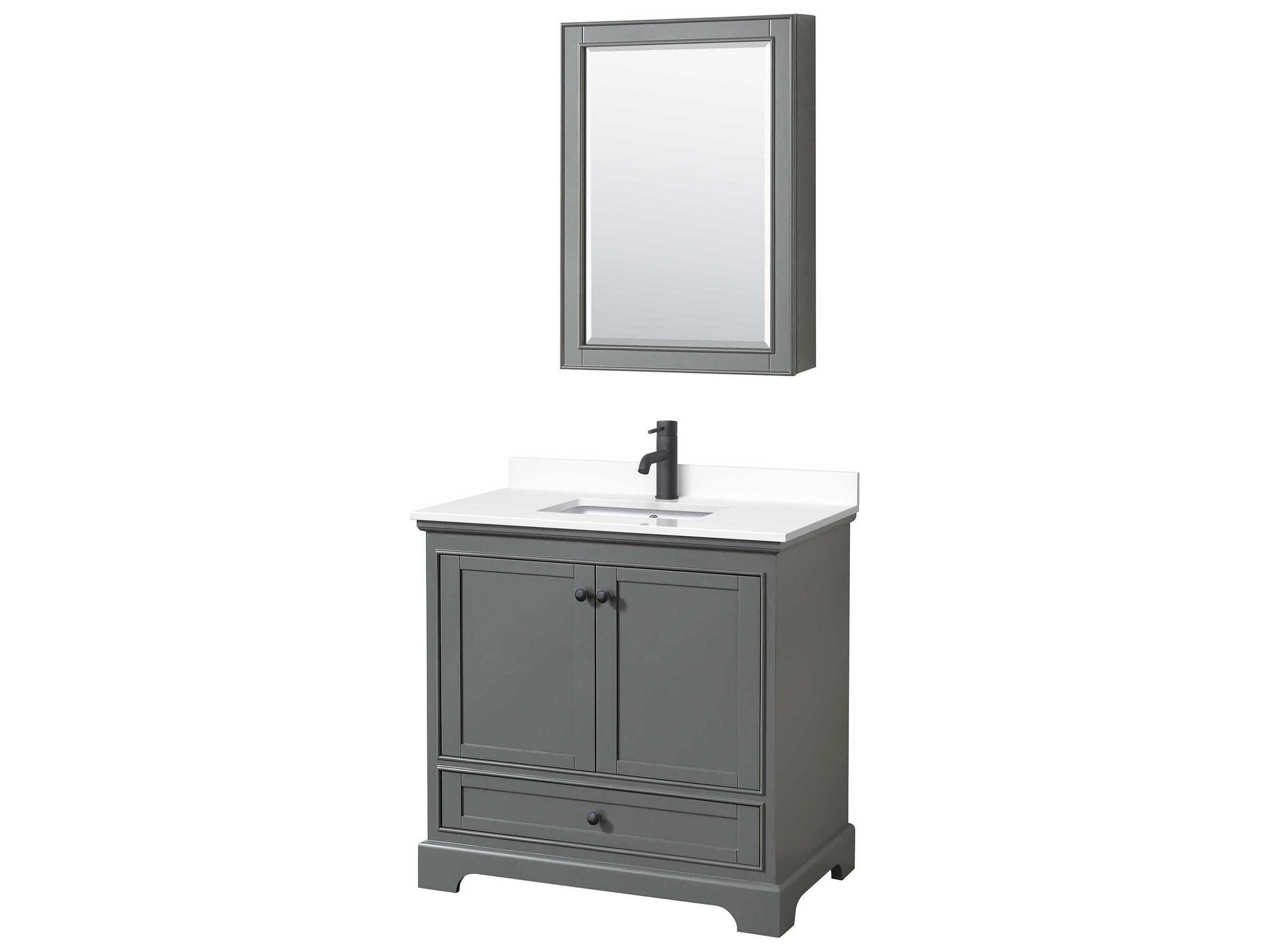 Wyndham Collection Deborah 36" Dark Gray Vanity with Medicine Cabinet