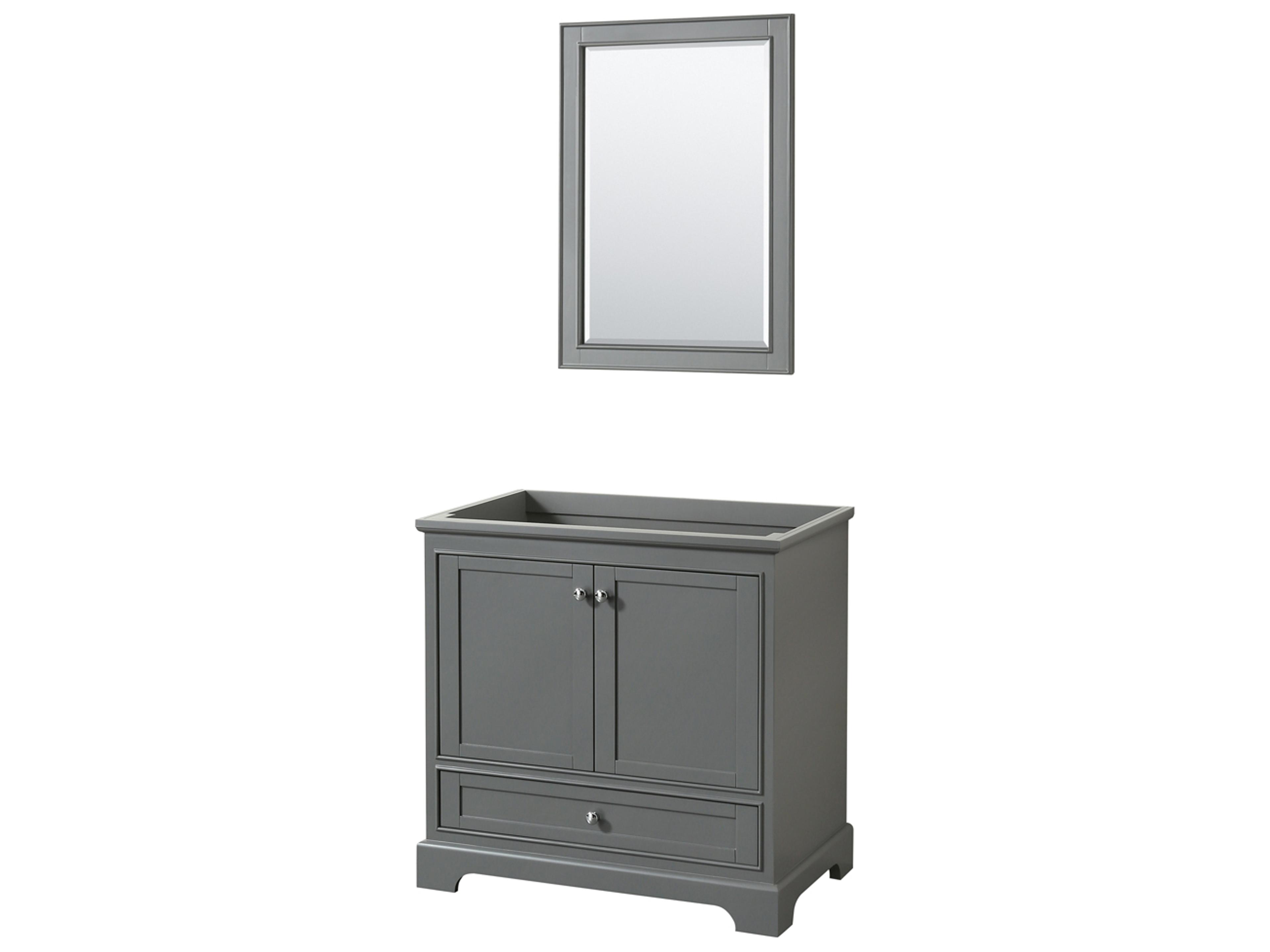 Wyndham Collection Deborah 35" Dark Gray Vanity with 24" Mirror