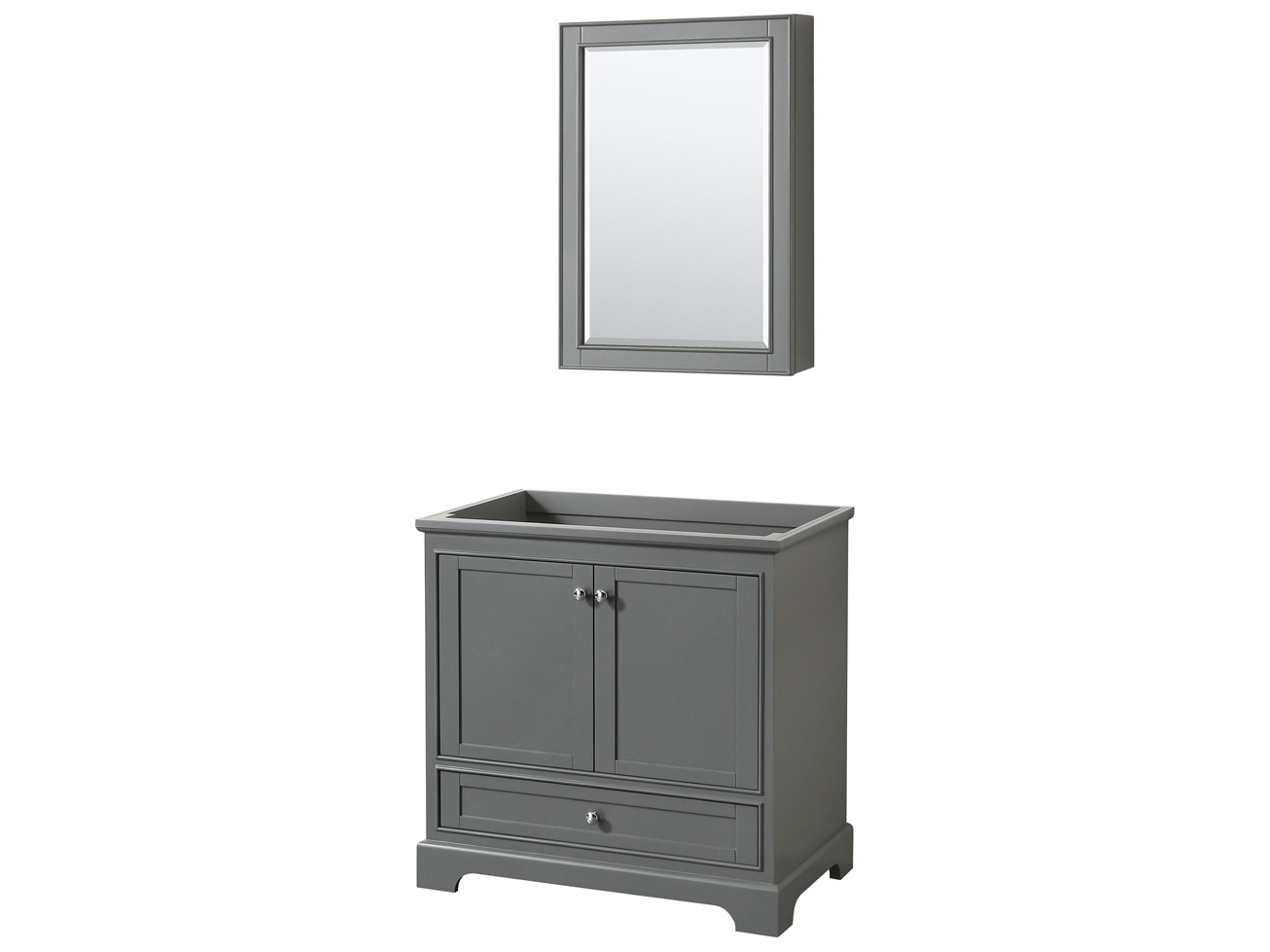 Wyndham Collection Deborah 35" Dark Gray Vanity with Medicine Cabinet